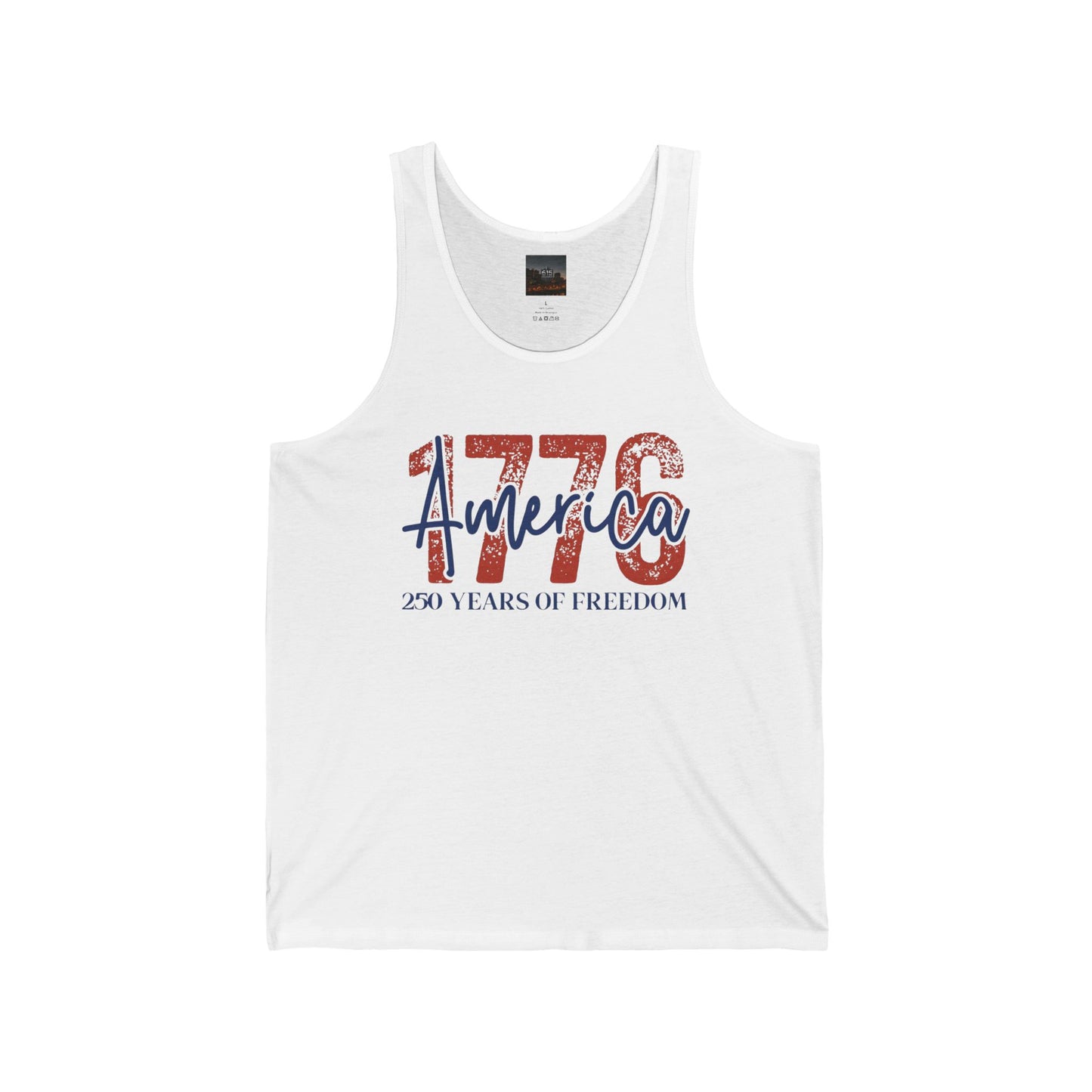 #250 1776 America: 250 Years of Freedom' Patriotic Independence Day Jersey Tank Top