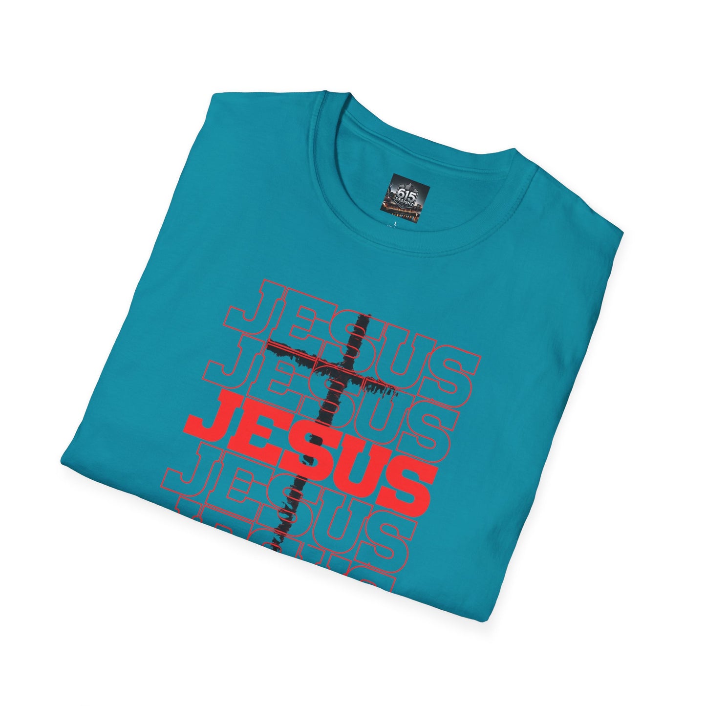 Jesus Cross Red Text Black Cross Graphic T-Shirt — Religious Faith Tee