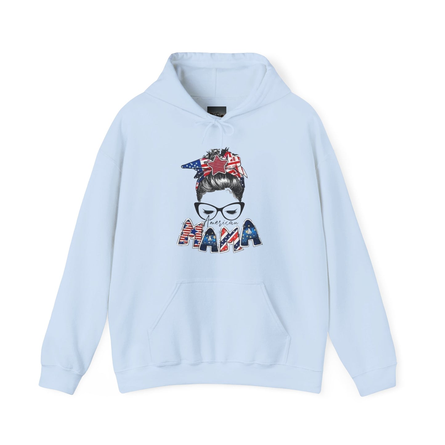 #250 Mama USA Flag Messy Bun Hoodie