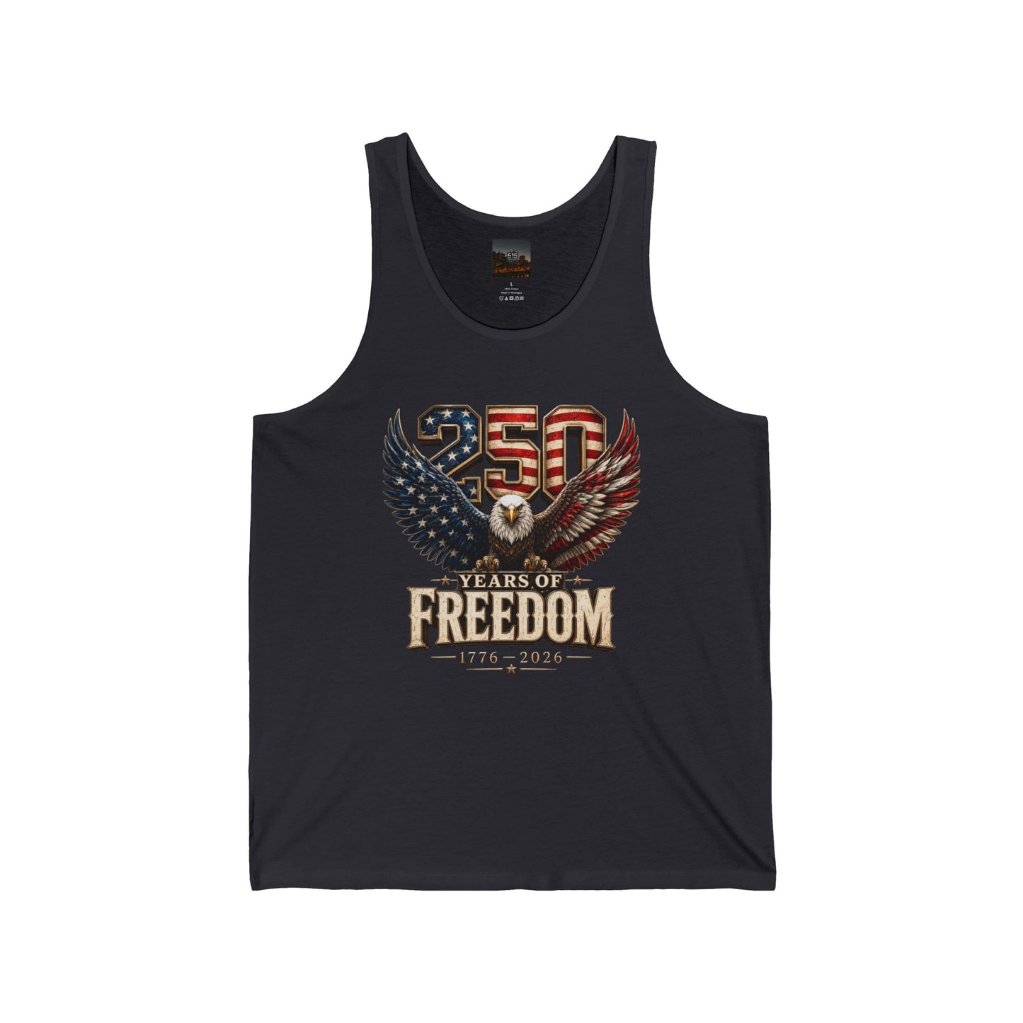 #250 250 Years of Freedom Eagle Patriotic American Flag Anniversary (1776–2026) Jersey Tank Top