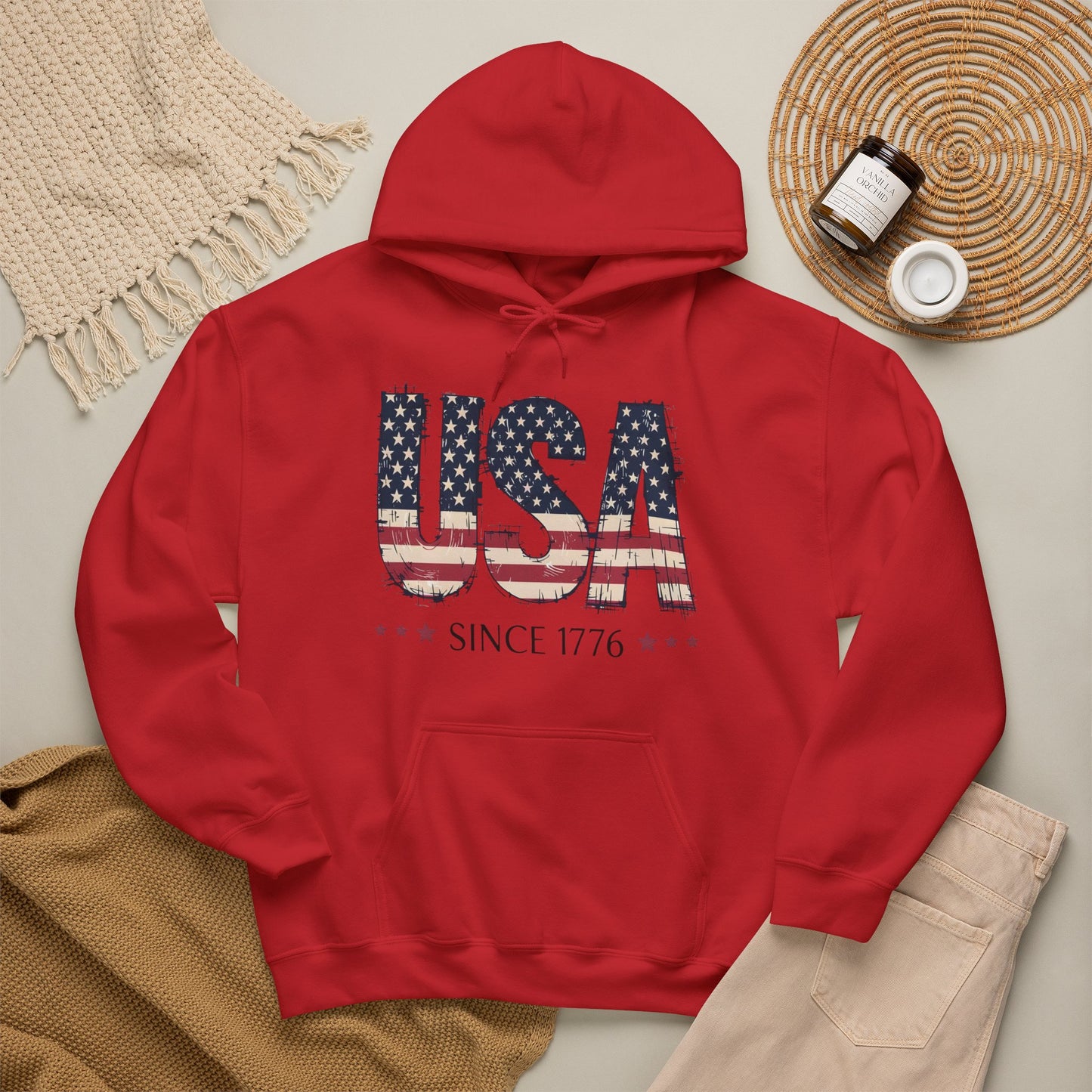 #250 USA Flag "USA Since 1776" Patriotic Hoodie