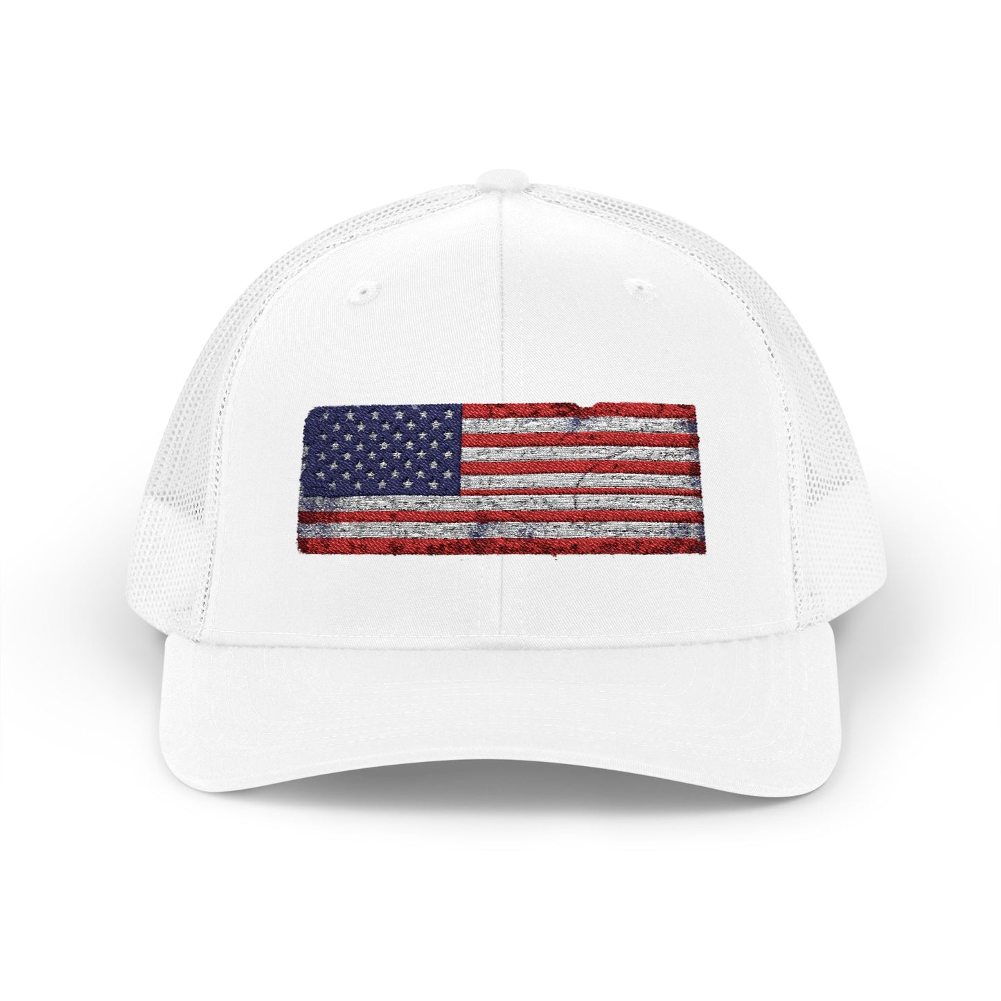 #250 Distressed American Flag Snapback Trucker Cap