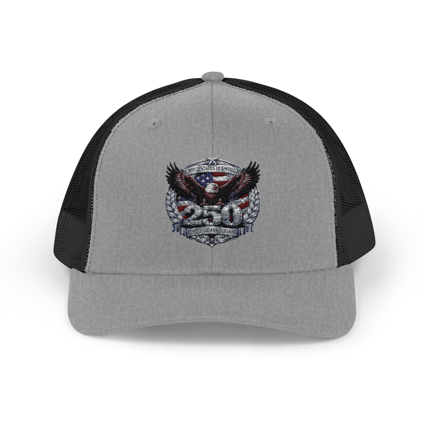 #250 Patriotic Bald Eagle 250 United States Emblem Snapback Trucker Cap