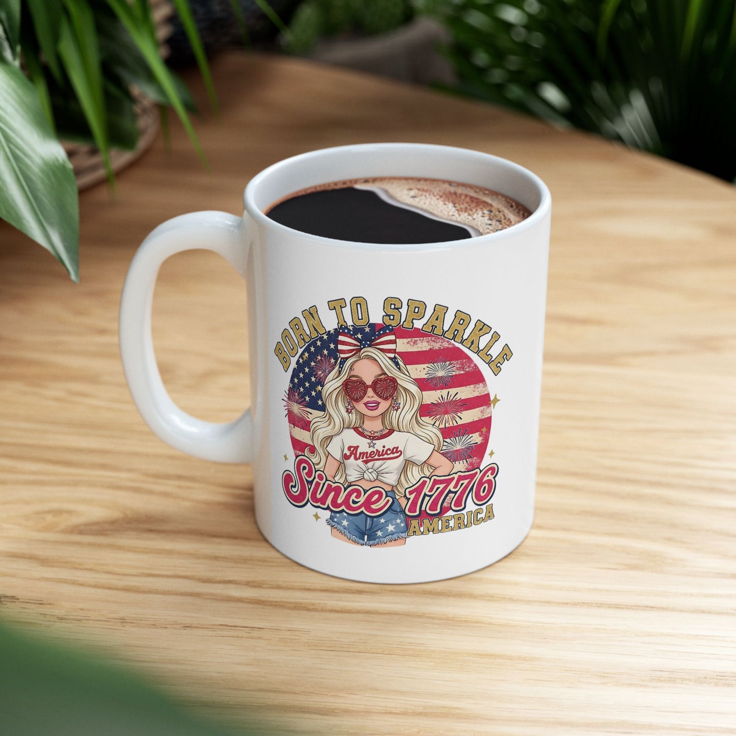 #250 "Born to Sparkle Since 1776" Patriotic Ceramic Mug - 11oz & 15oz