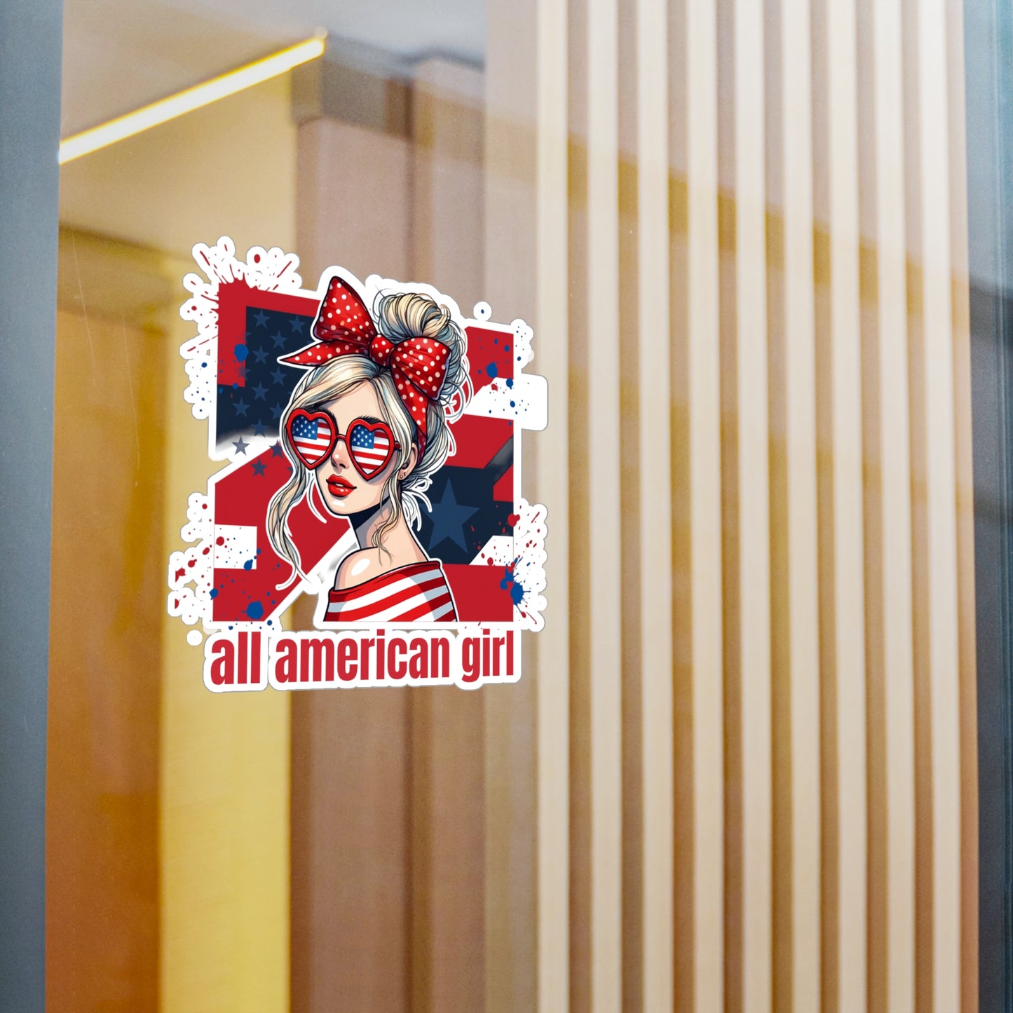#250 All American Girl Patriotic Vinyl Sticker Kiss-Cut Decal (Fourth of July)