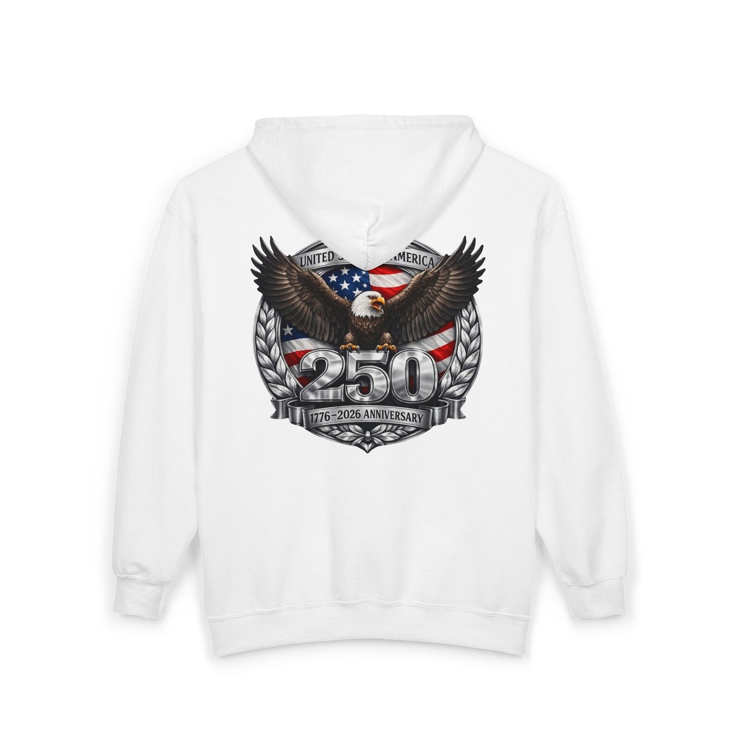 #250 Patriotic Bald Eagle 250 United States Emblem Zip Hoodie