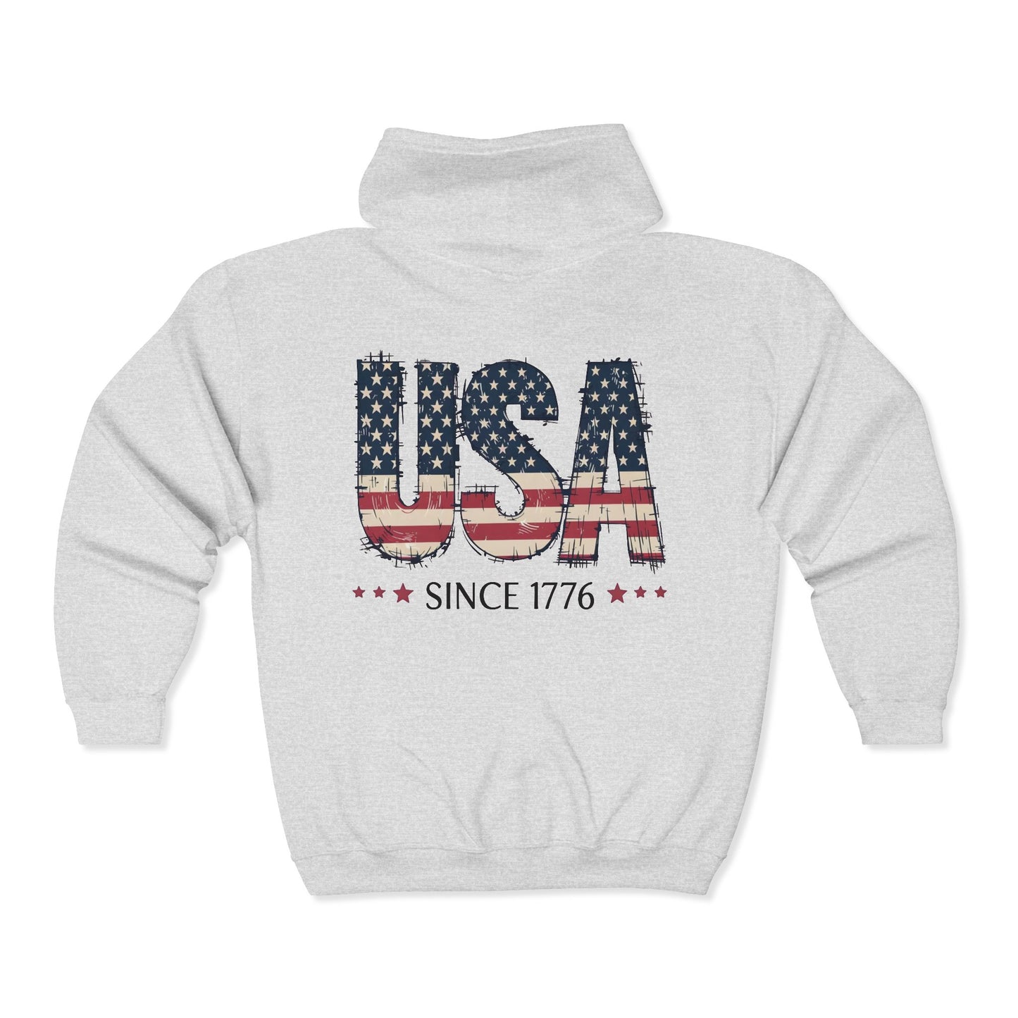 #250 USA Flag "USA Since 1776" Patriotic Zip Hoodie