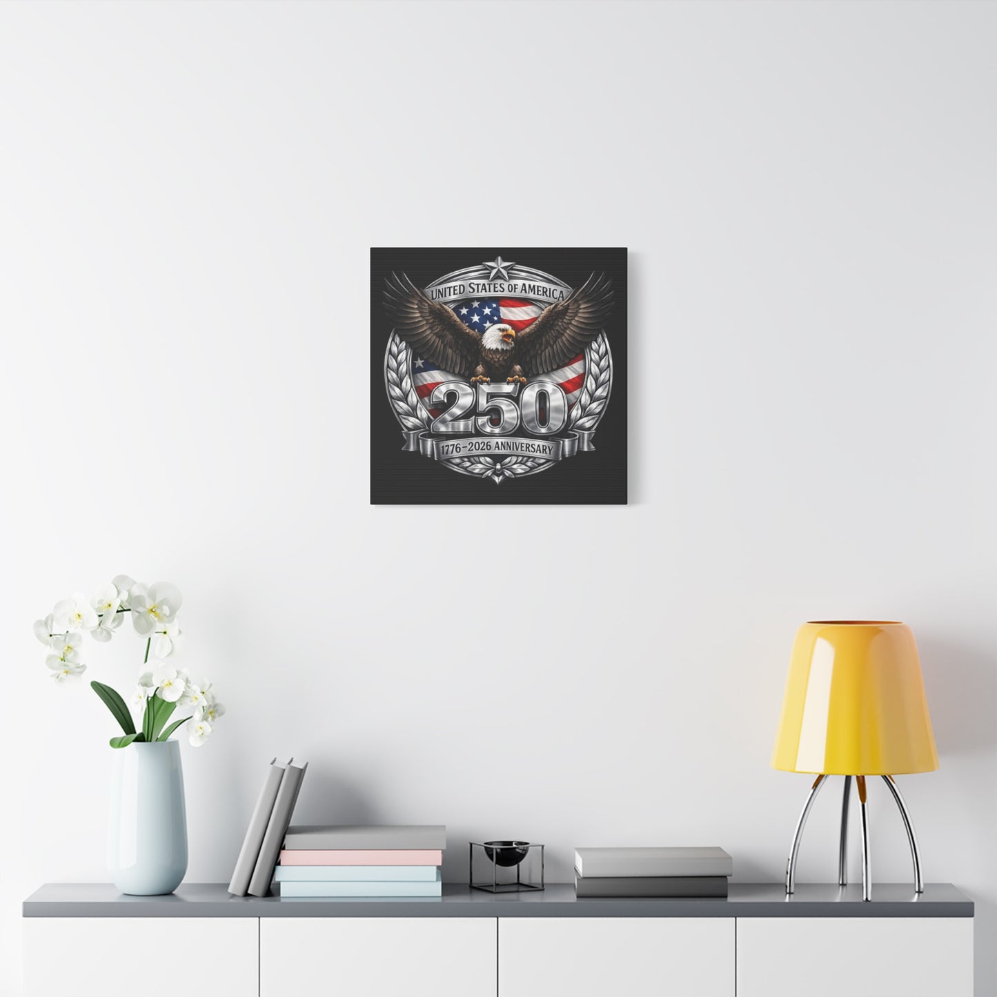 #250 Patriotic Bald Eagle 250 United States Emblem Matte Canvas Wall Art