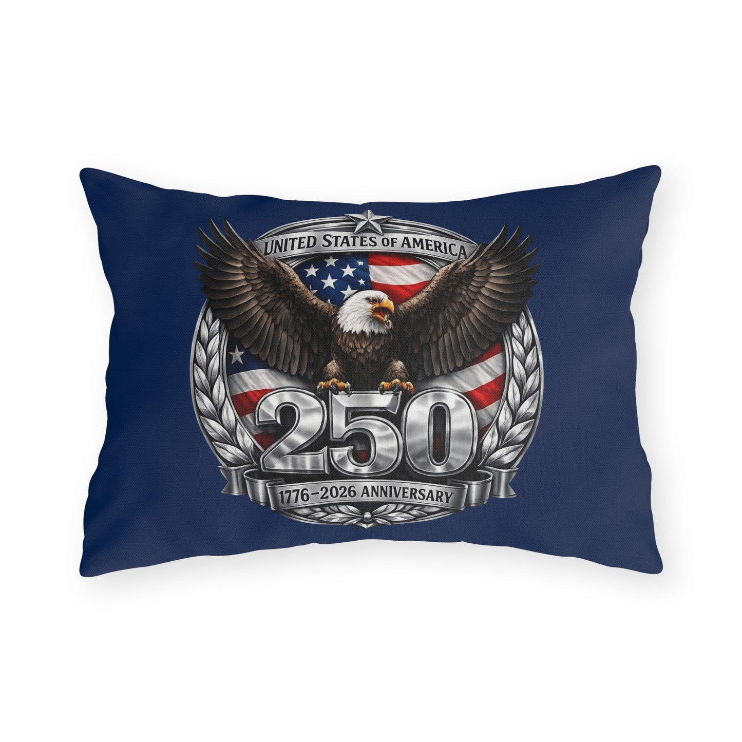 #250 Patriotic Bald Eagle 250 United States Emblem Outdoor Throw Pillow