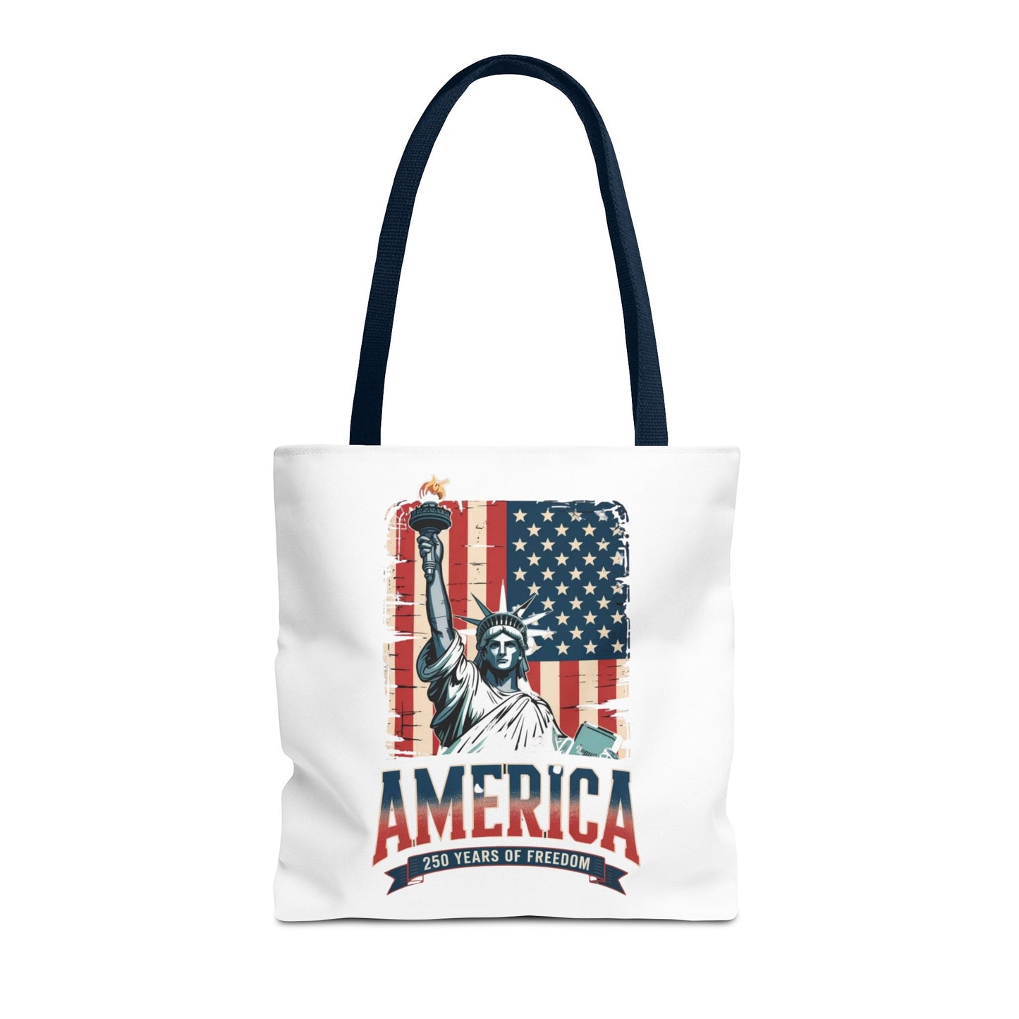 #250 Statue of Liberty American Flag 'America' Patriotic Independence Day Tote Bag