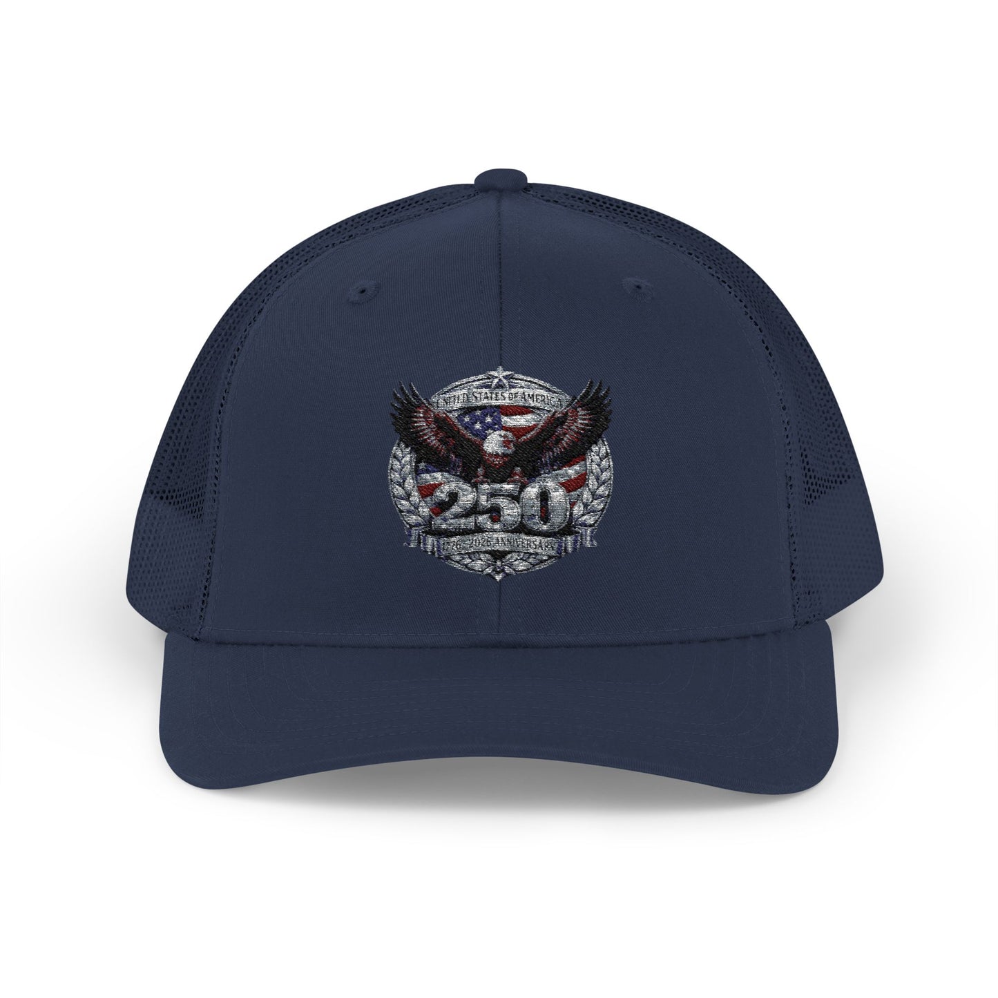 #250 Patriotic Bald Eagle 250 United States Emblem Snapback Trucker Cap