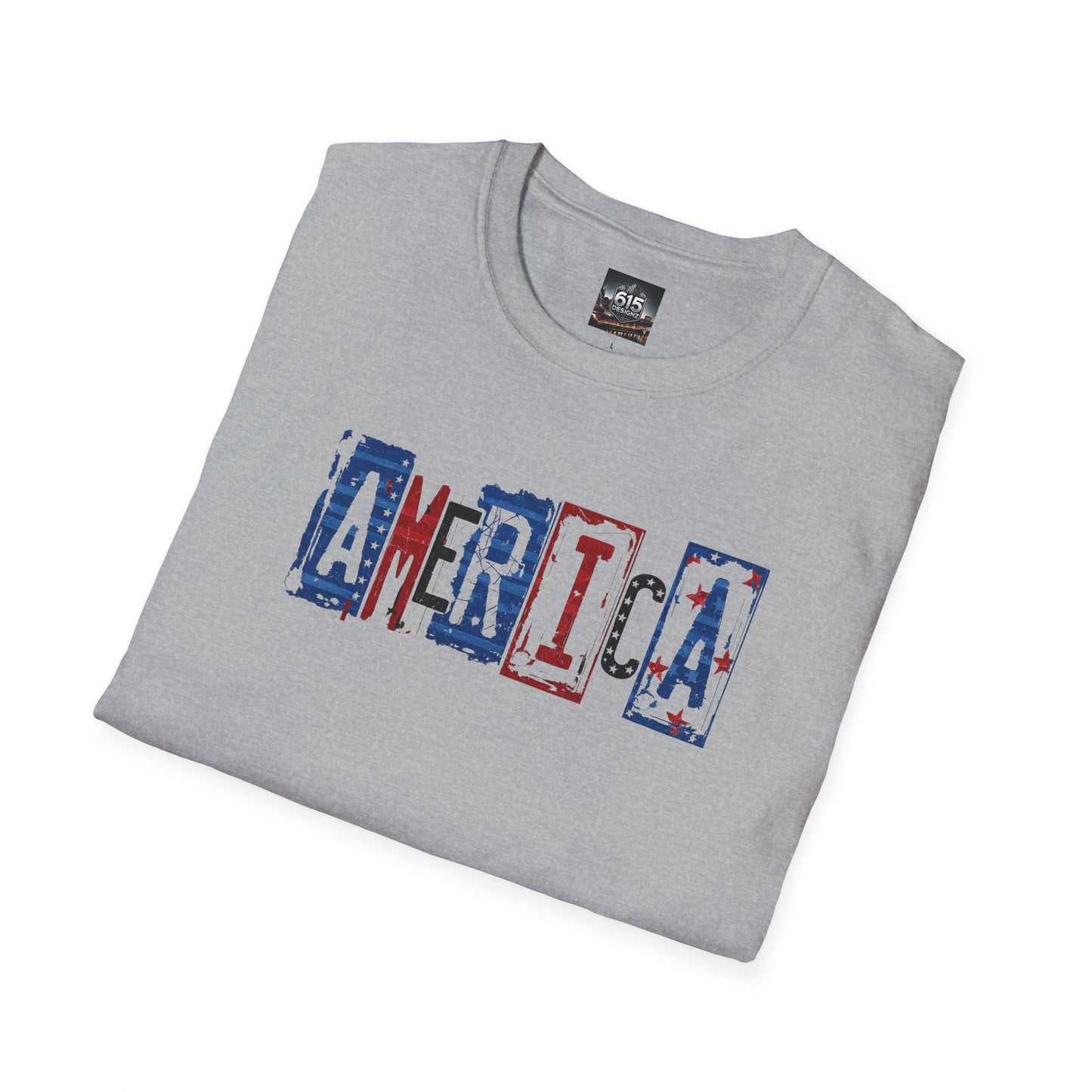 #250 America Retro Block Text Patriotic T-Shirt