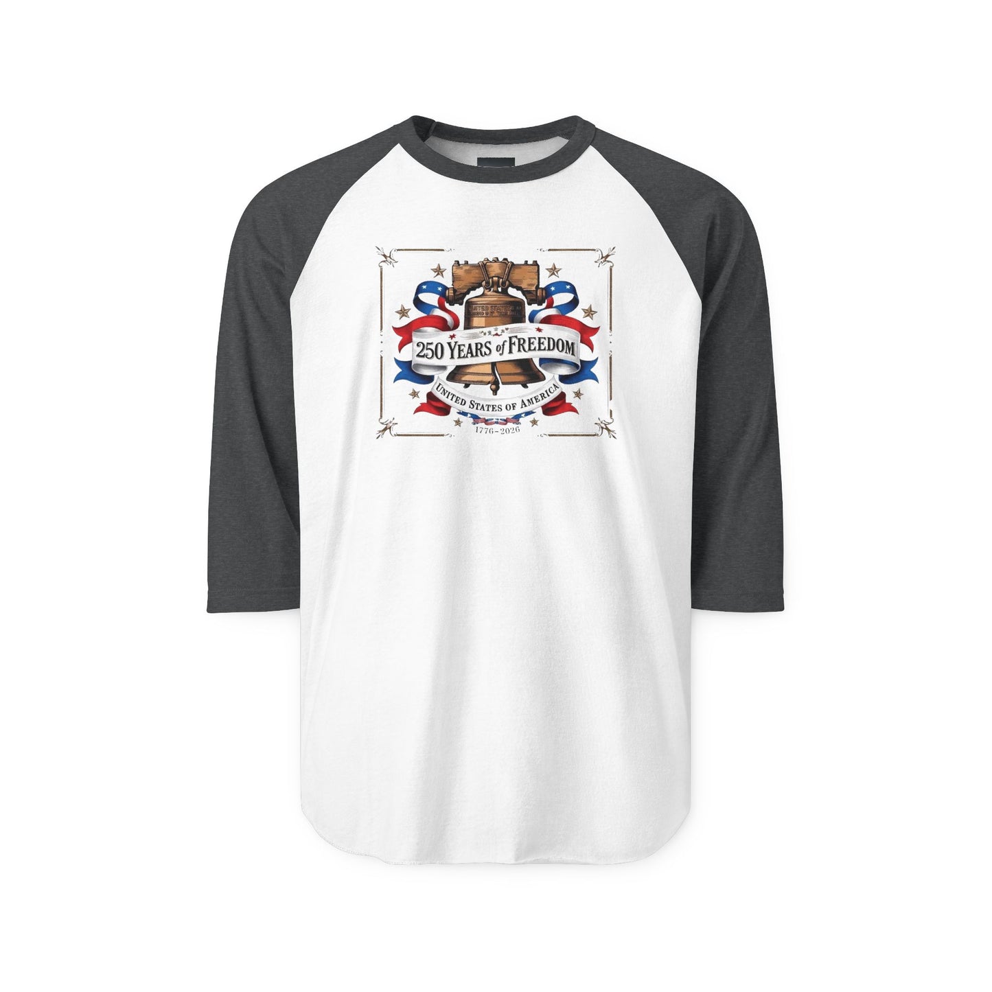 #250 250 Years of Freedom Liberty Bell Raglan Shirt Baseball Tee
