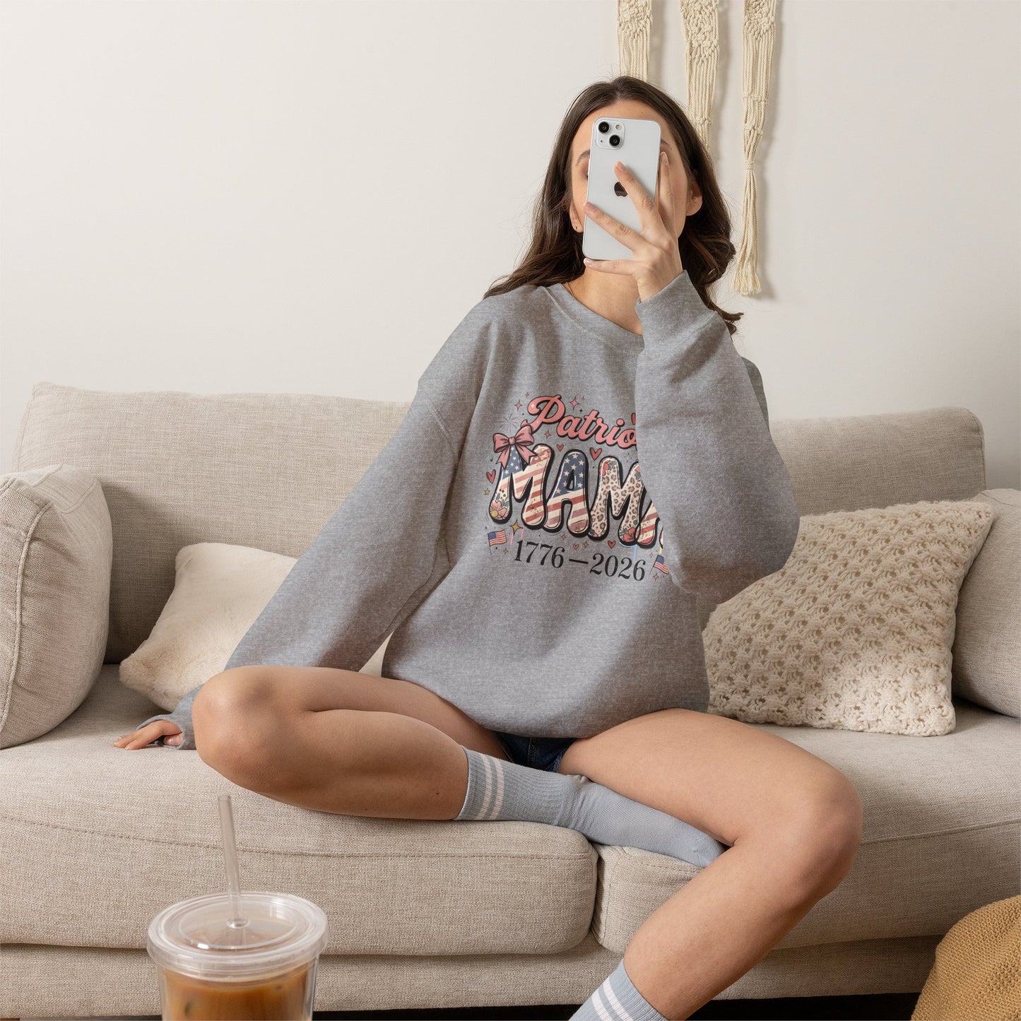 #250 Patriotic Mama 1776–2026 American Flag Sweatshirt