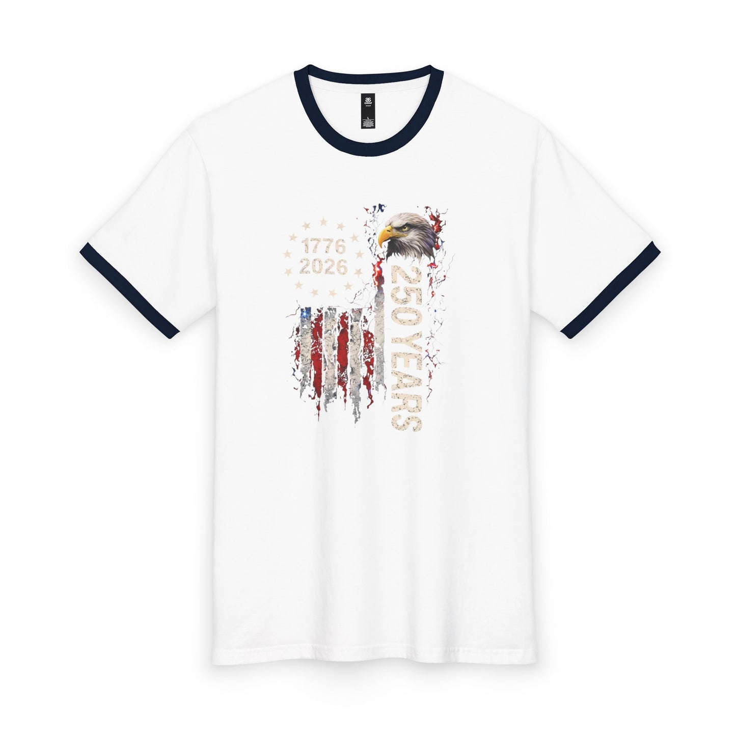 #250 1776-2026 250 Years USA Bicentennial Eagle Ringer Tee