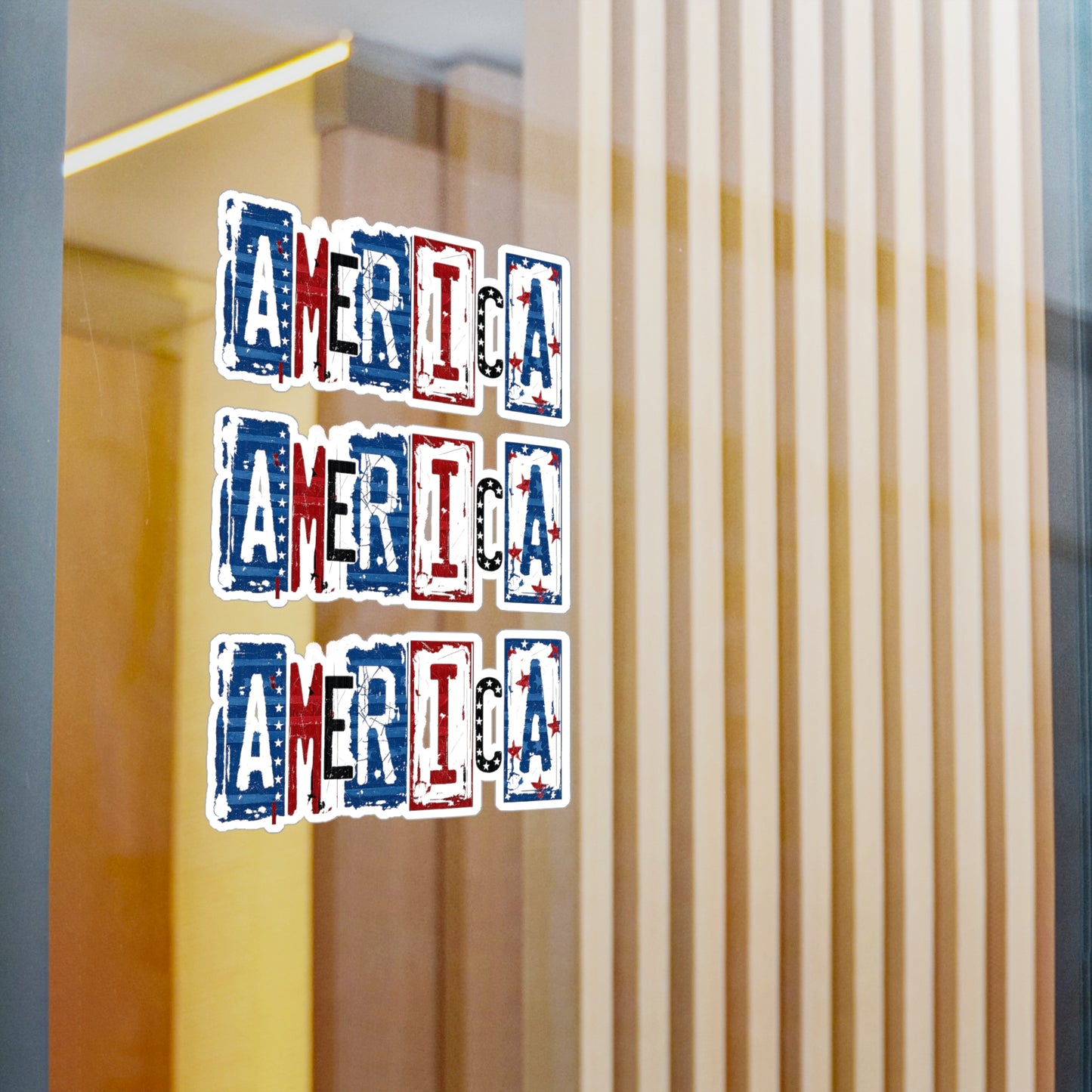 #250 America Retro Block Text Patriotic Kiss-Cut Vinyl Decal – Red White & Blue Sticker