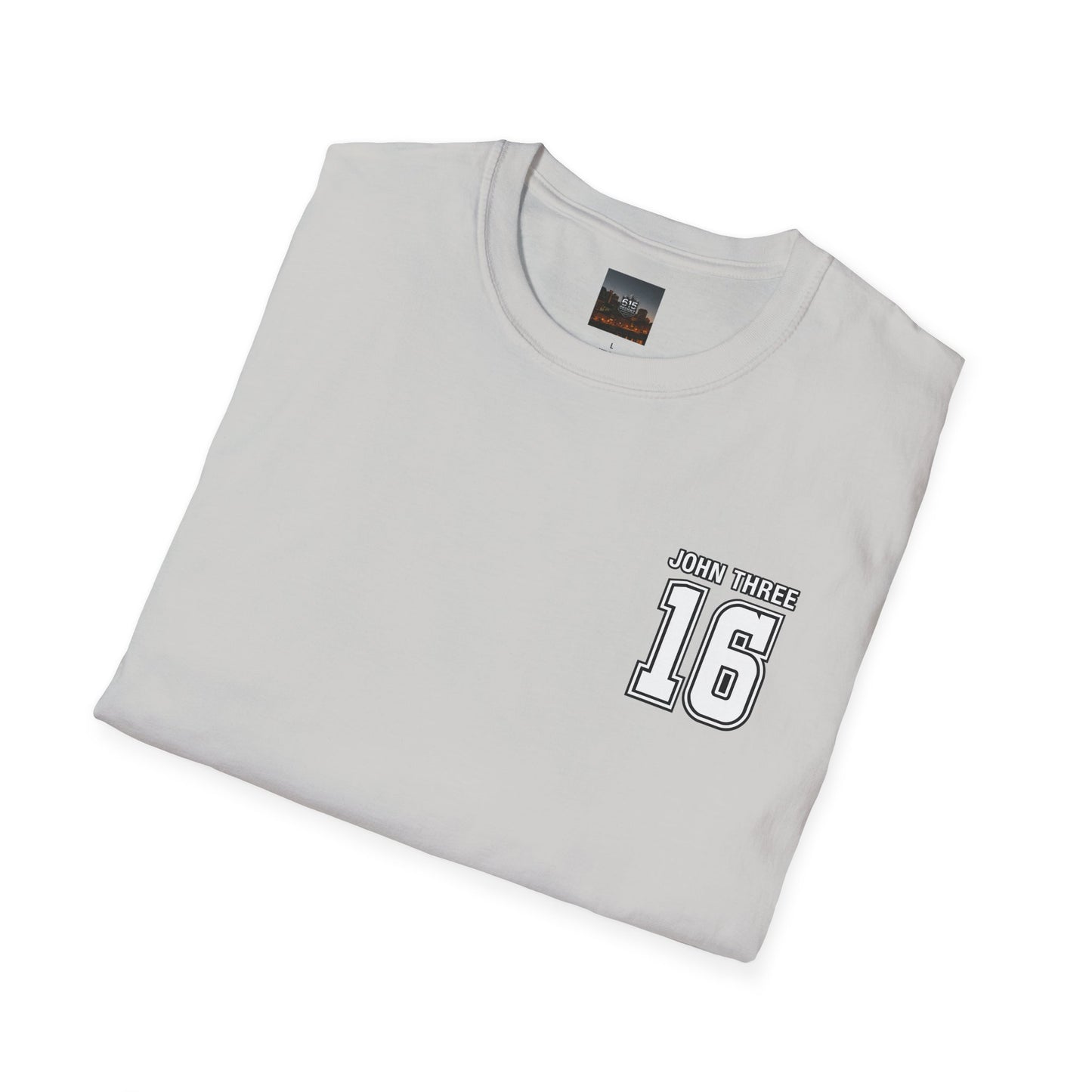 John Three 16 Chest and Back Jersey Print with Scripture Tee