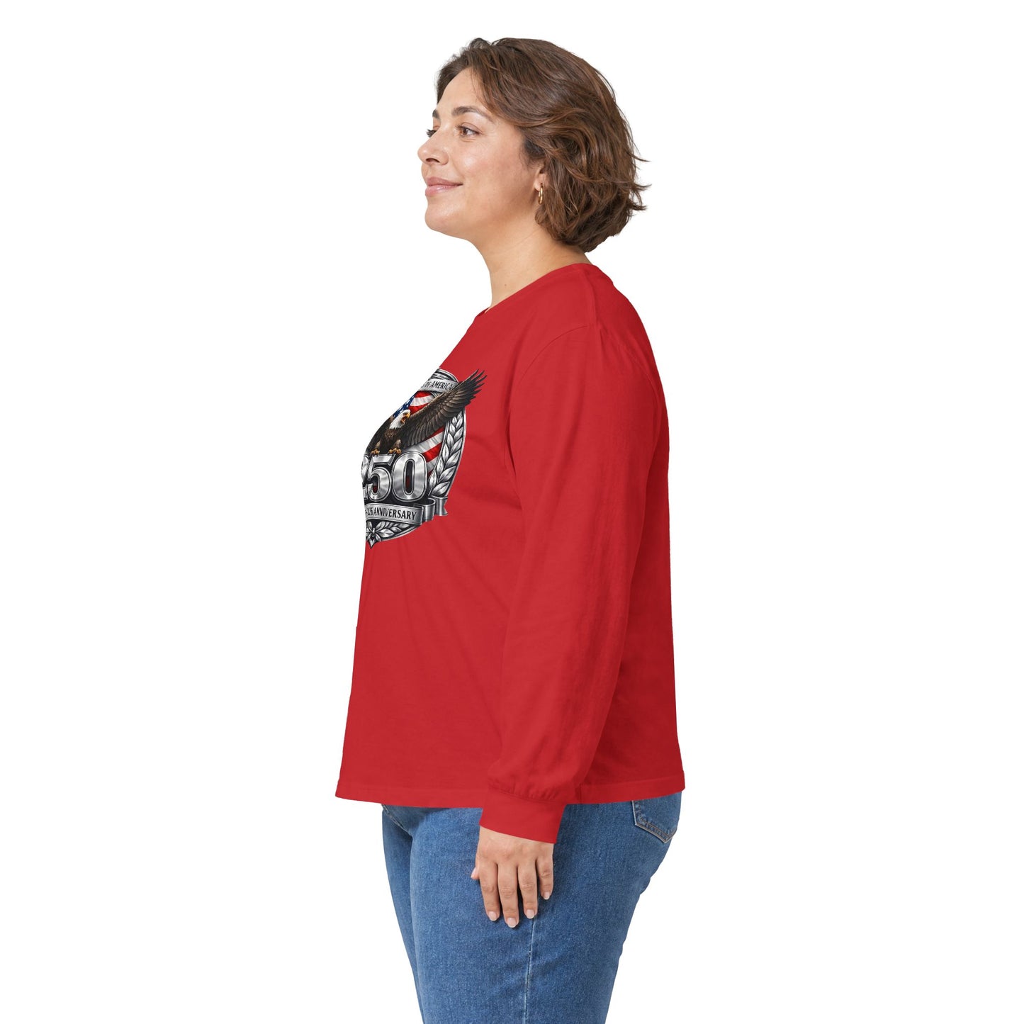 #250 Patriotic Bald Eagle 250 United States Emblem Long Sleeve Tee