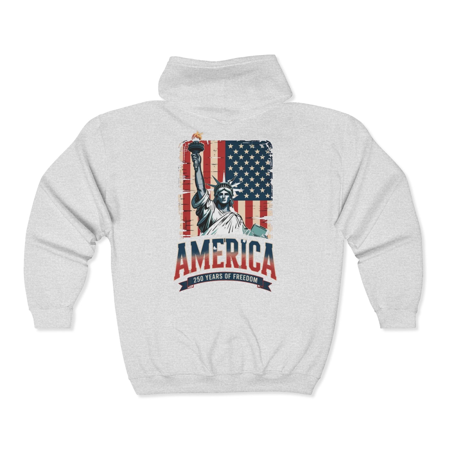 #250 Statue of Liberty American Flag 'America' Patriotic Independence Day Zip Hoodie
