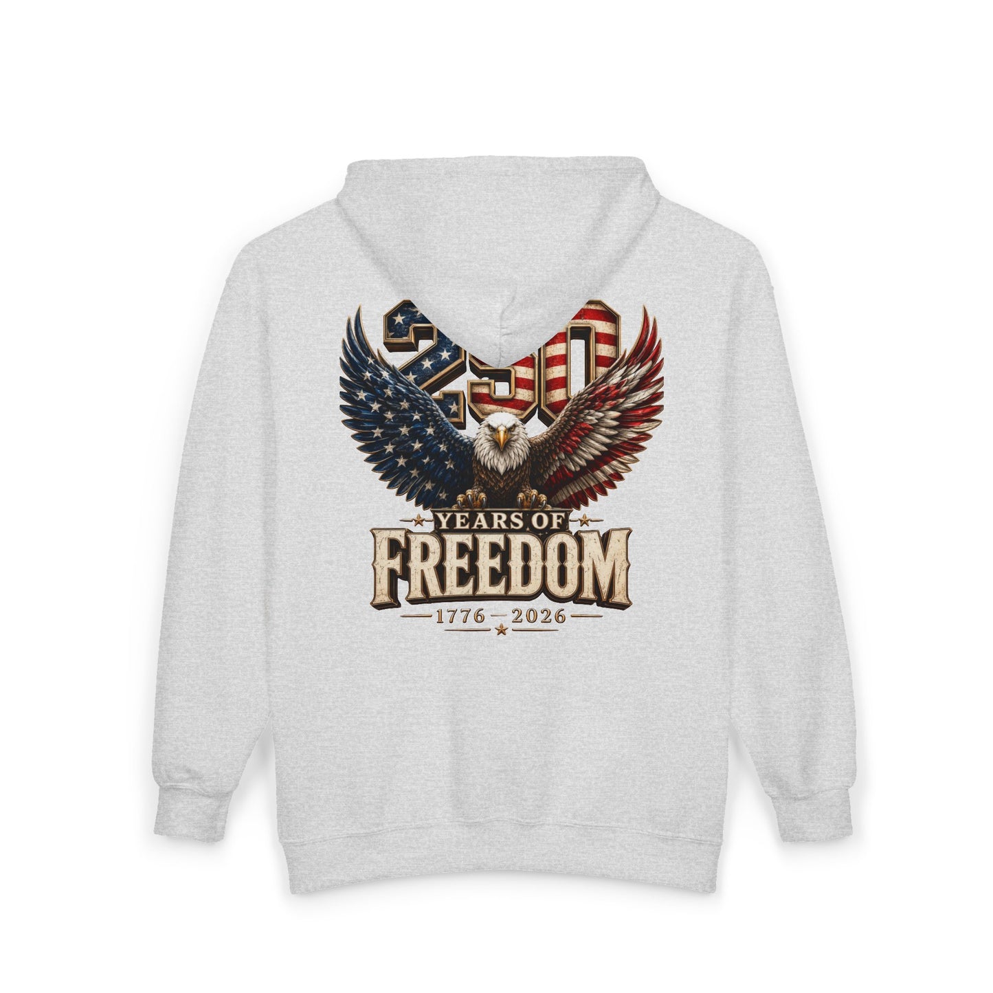 #250 250 Years of Freedom Eagle Patriotic American Flag Anniversary (1776–2026) Zip Hoodie