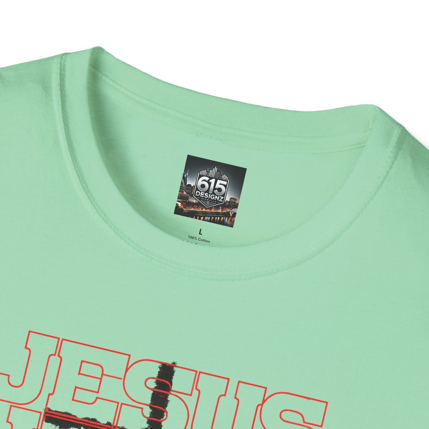 Jesus Cross Red Text Black Cross Graphic T-Shirt — Religious Faith Tee