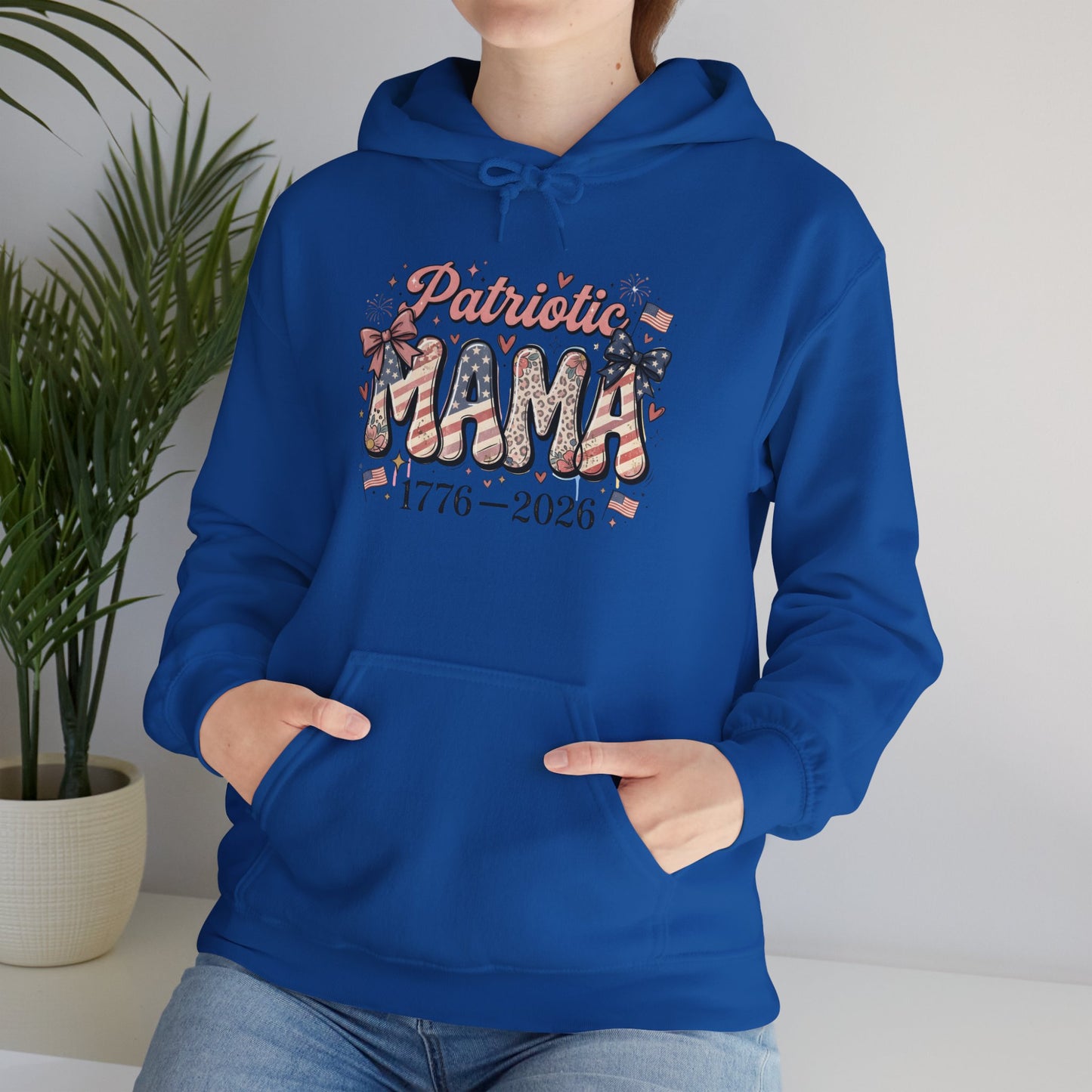 #250 Patriotic Mama 1776–2026 American Flag Hoodie