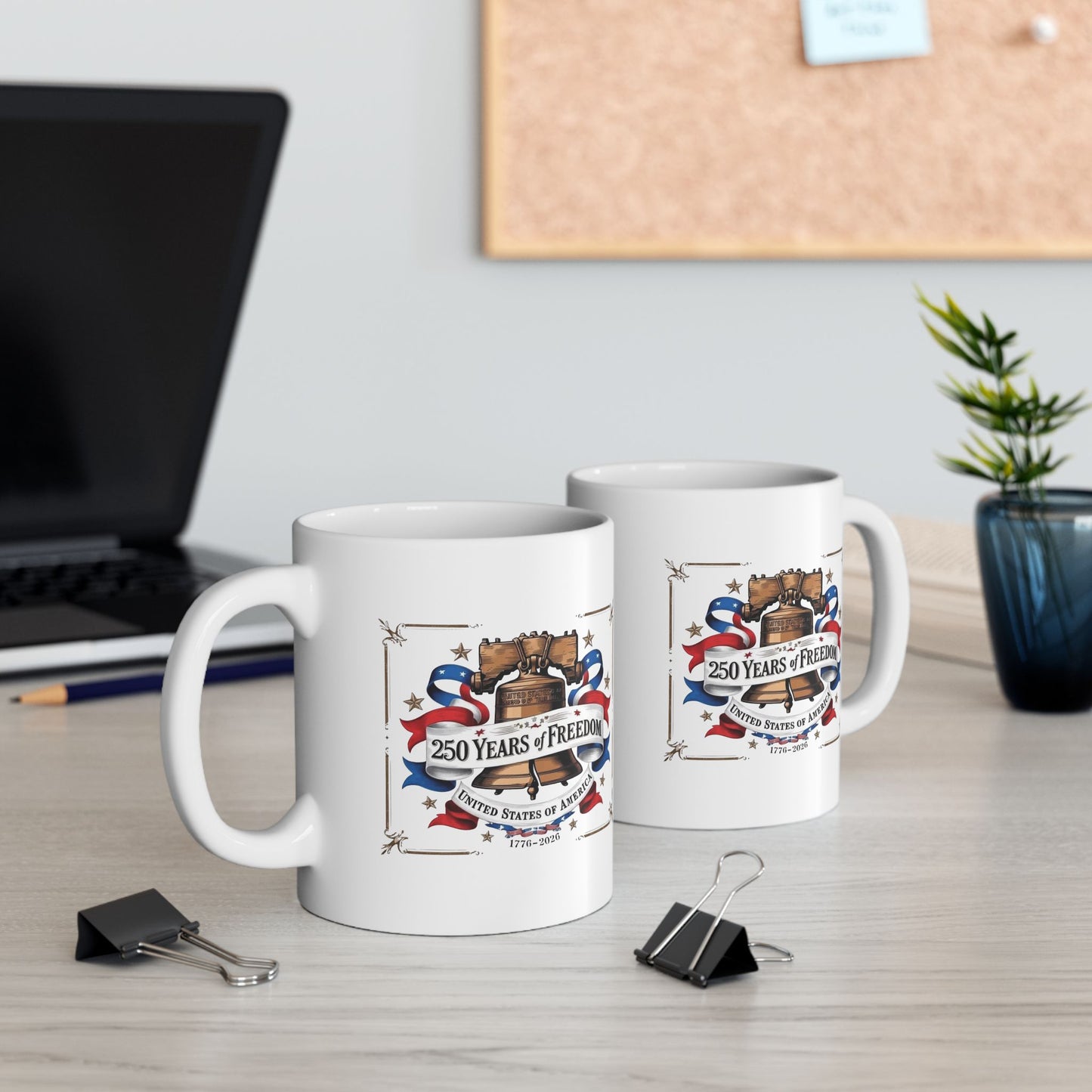 #250 250 Years of Freedom Liberty Bell Ceramic Mug Coffee Cup (11oz, 15oz)