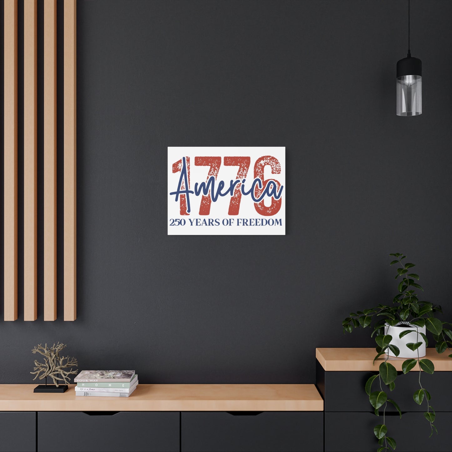#250 1776 America: 250 Years of Freedom' Patriotic Independence Day Matte Canvas Wall Art