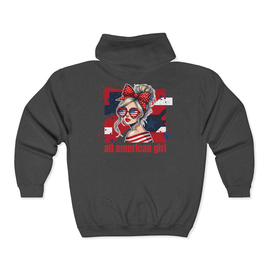 #250 All American Girl Patriotic Zip Hoodie