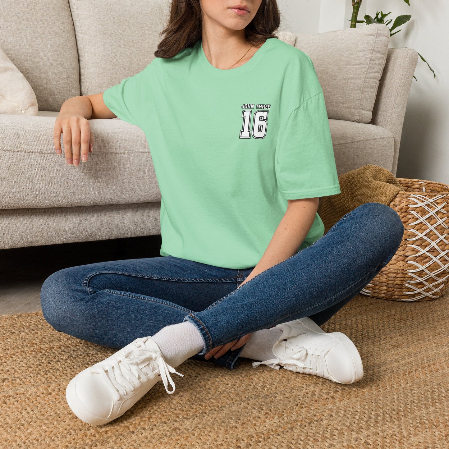 John Three 16 Chest and Back Jersey Print with Scripture Tee