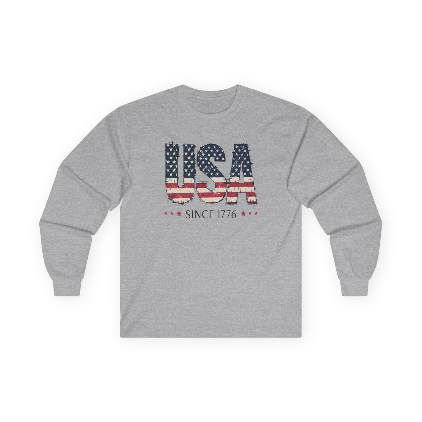 #250 USA Flag "USA Since 1776" Patriotic Long Sleeve Tee