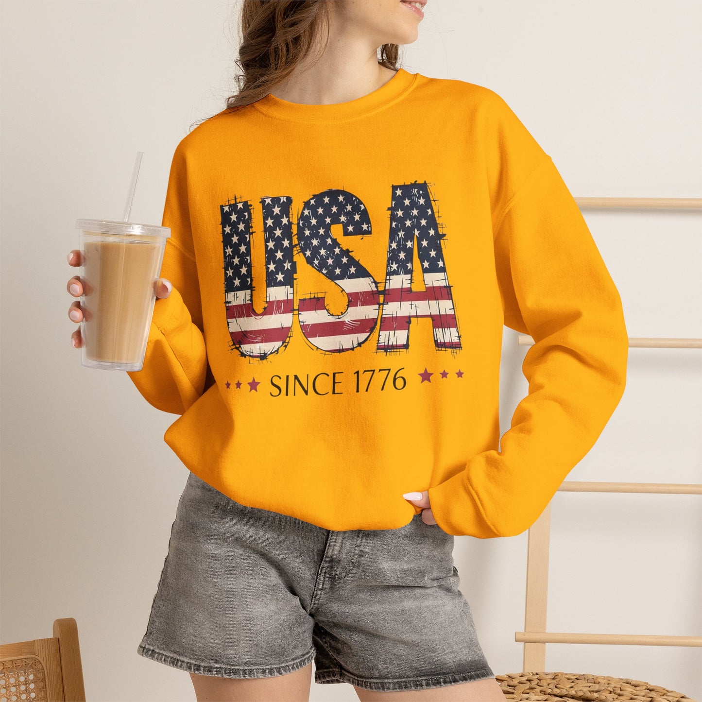 #250 USA Flag "USA Since 1776" Patriotic Crewneck Sweatshirt