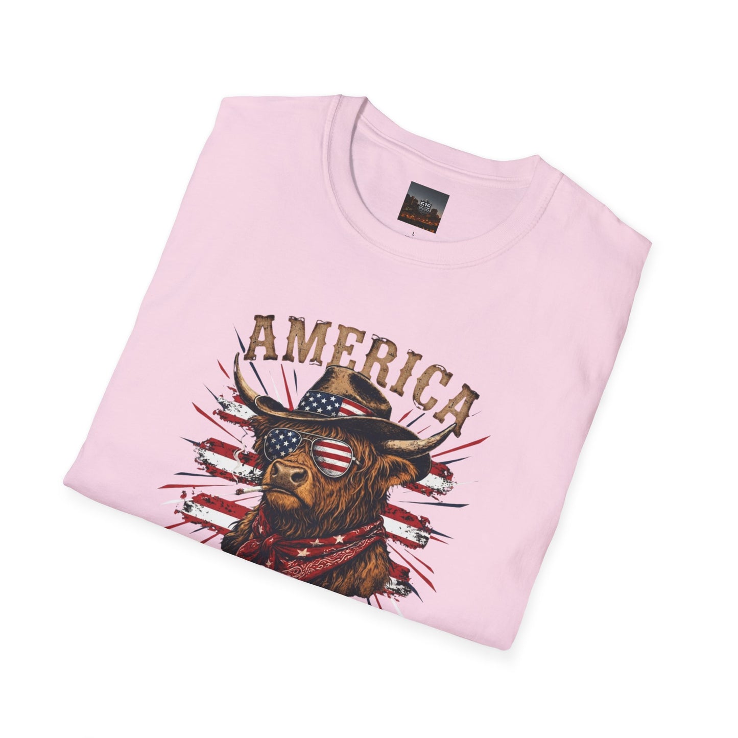 #250 America 250 Strong Patriotic Bull with American Flag T-Shirt