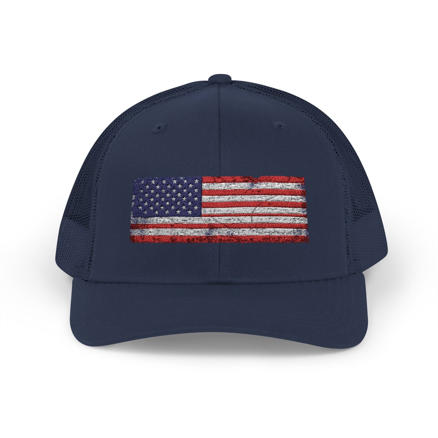 #250 Distressed American Flag Snapback Trucker Cap