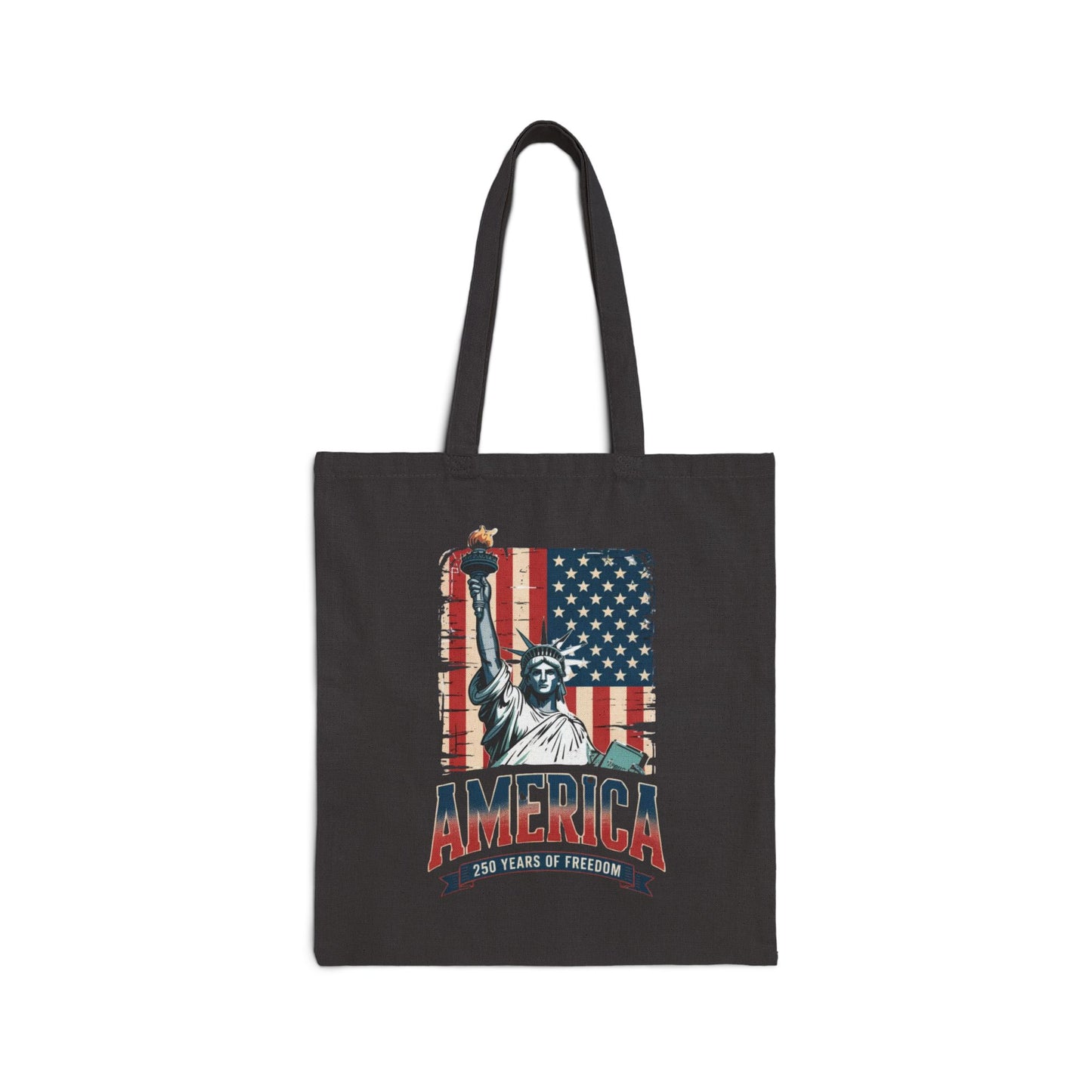#250 Statue of Liberty American Flag 'America' Patriotic Independence Day Canvas Tote