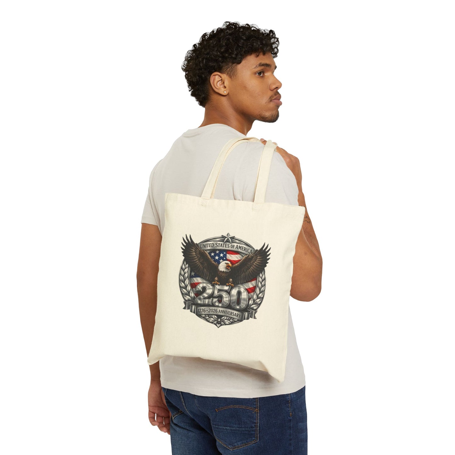 #250 Patriotic Bald Eagle 250 United States Emblem Canvas Tote