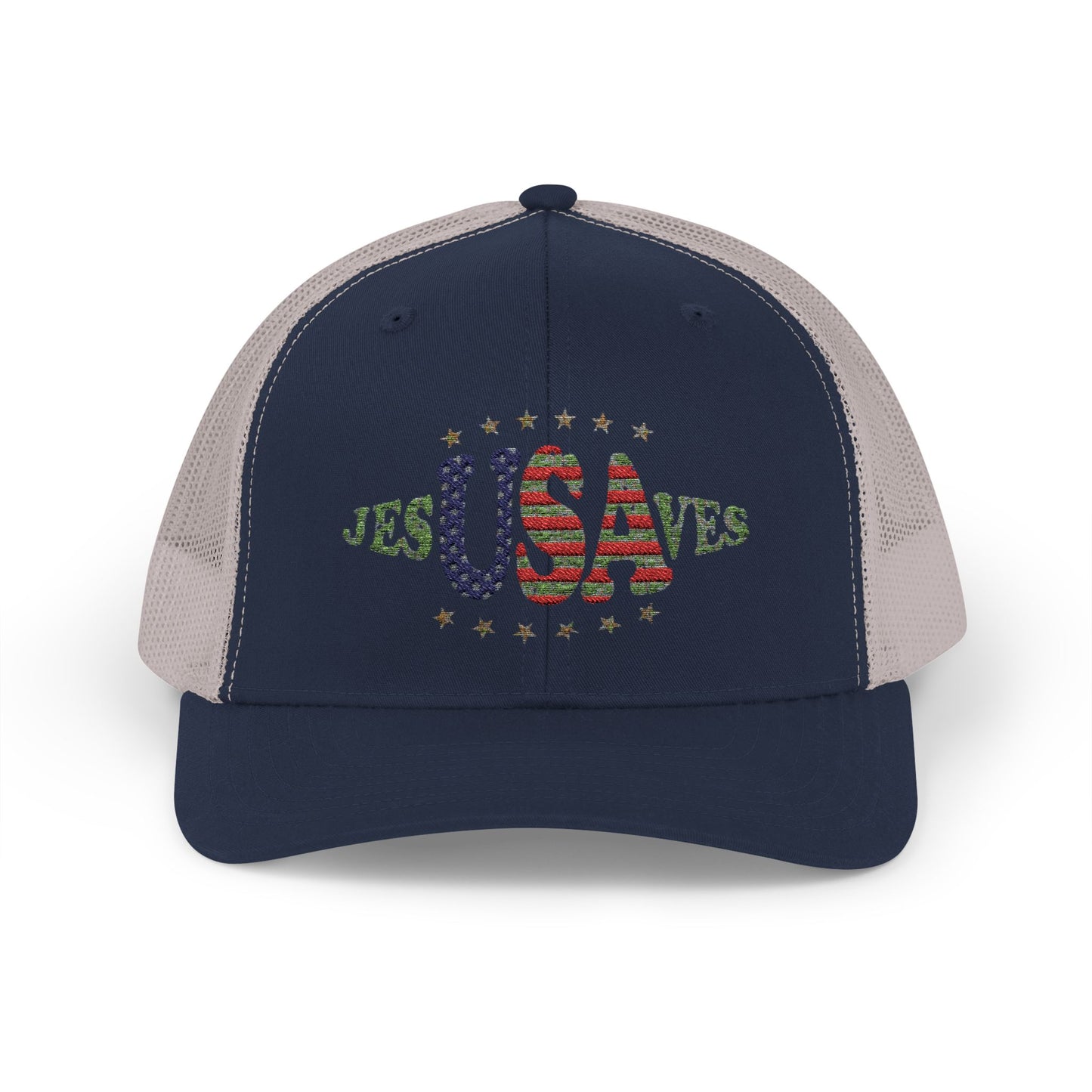 JesUSAves Patriotic Snapback Trucker Cap American Flag Christian Faith