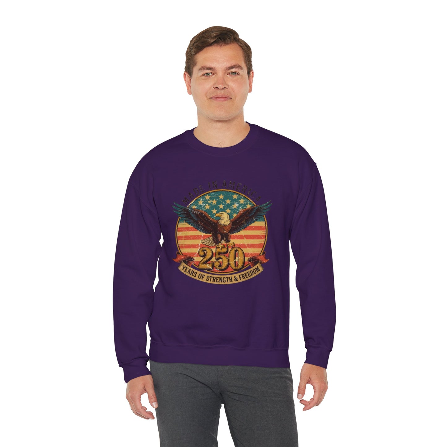 #250 Made in America Eagle 250th Anniversary Patriotic Crewneck Sweatshirt