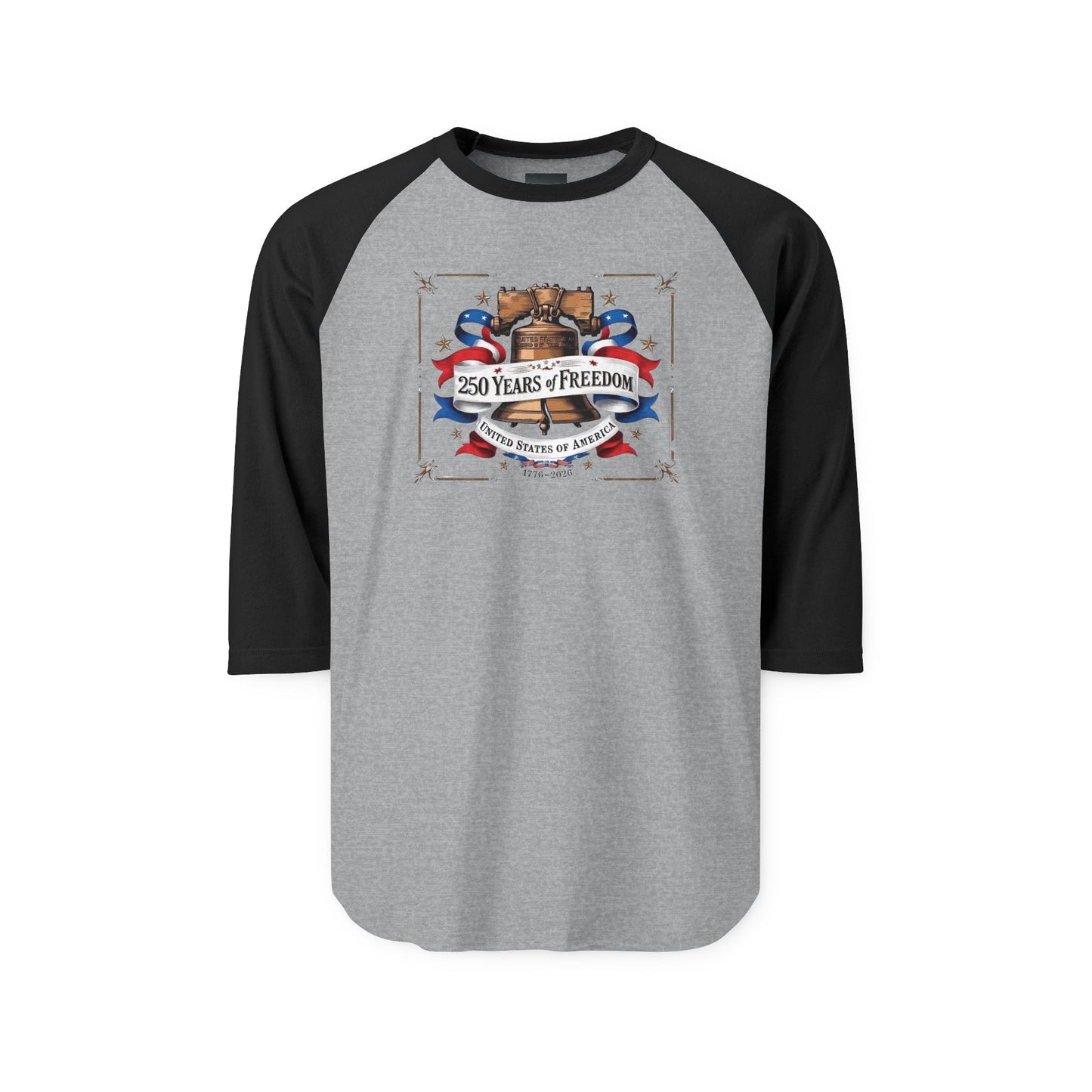 #250 250 Years of Freedom Liberty Bell Raglan Shirt Baseball Tee