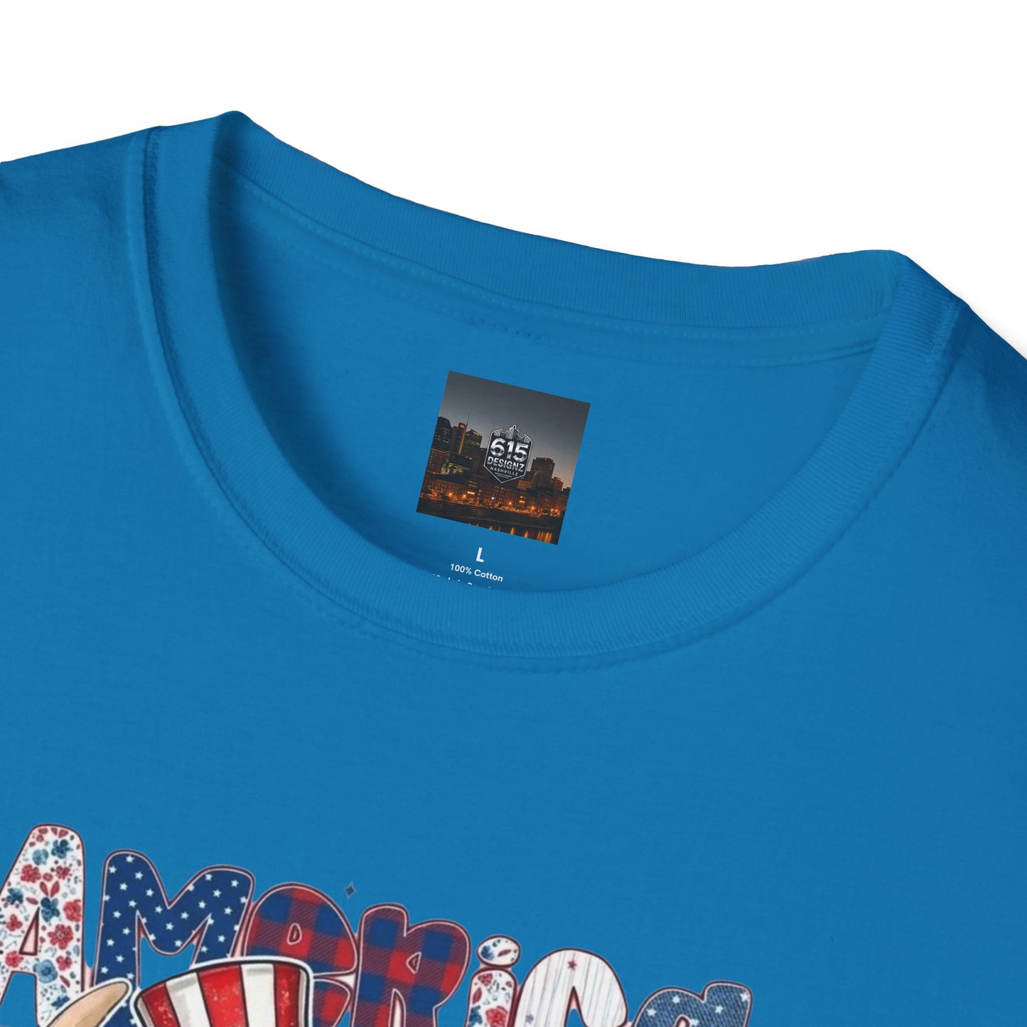 #250 American Flag Bubblegum Patriotic Highland Cow T-Shirt