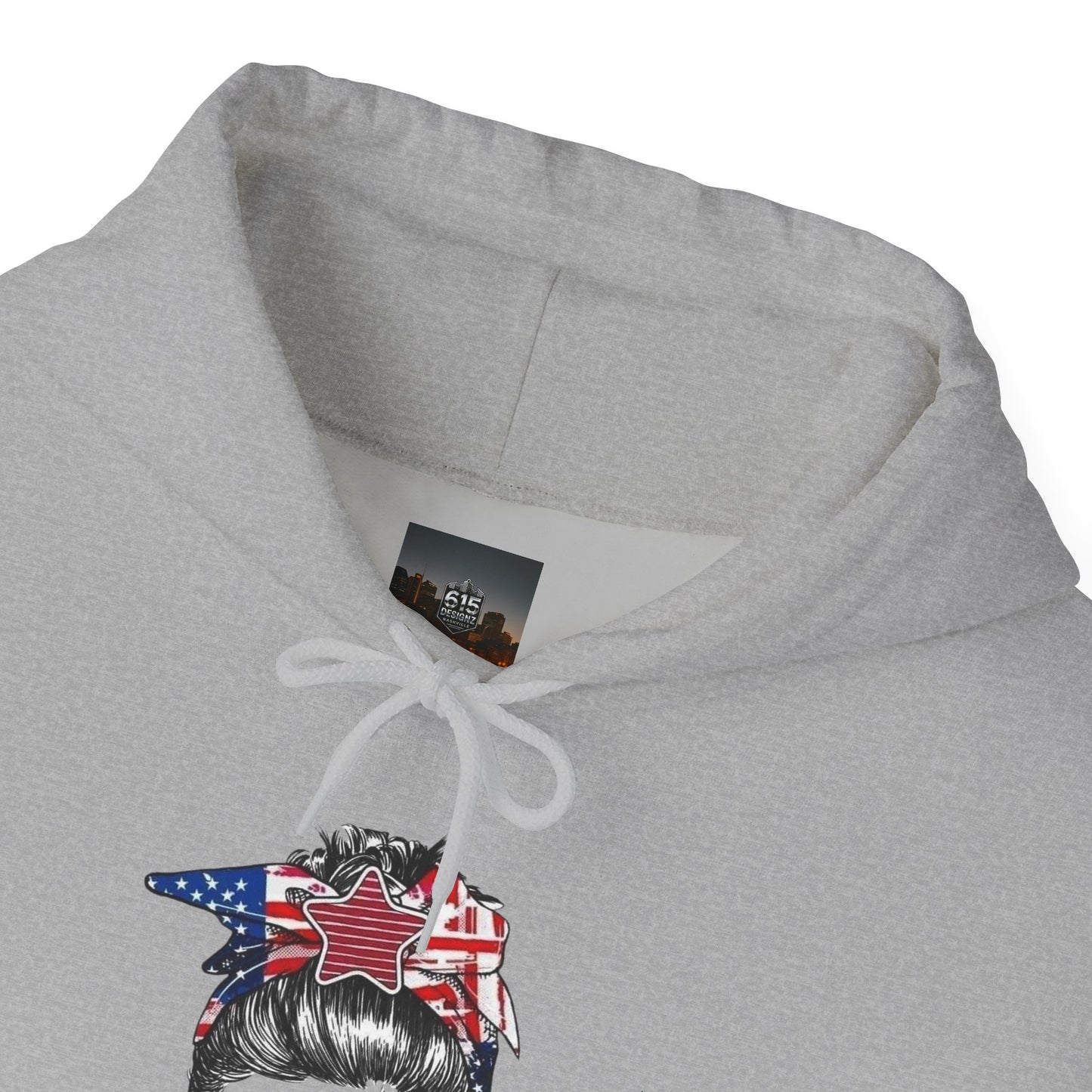#250 Mama USA Flag Messy Bun Hoodie