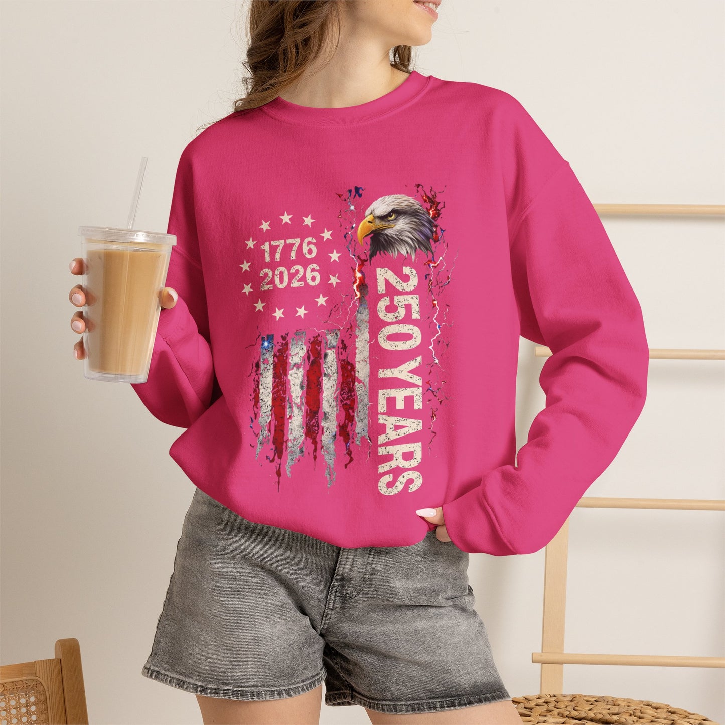 #250 1776-2026 250 Years USA Bicentennial Eagle Crewneck Sweatshirt