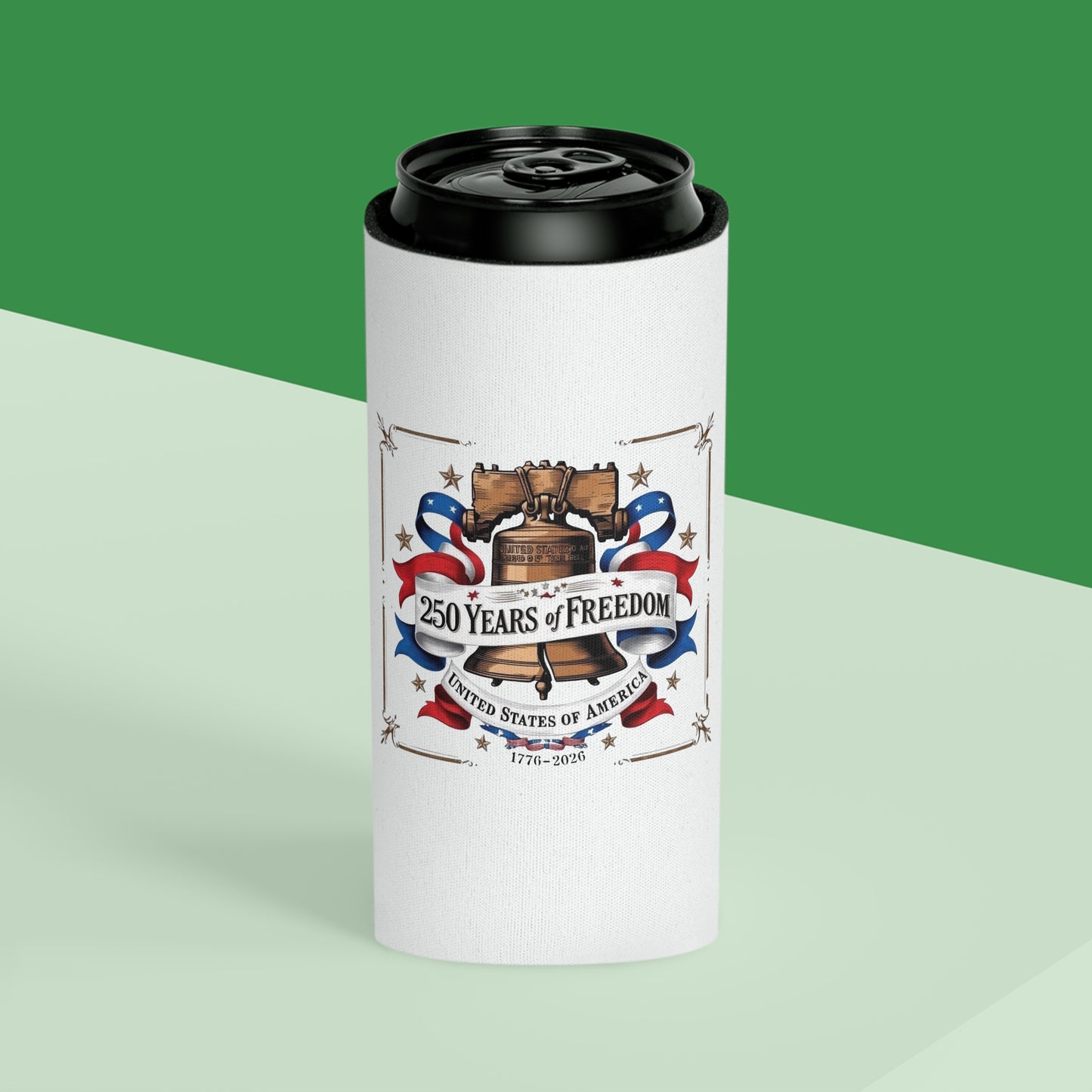 #250 250 Years of Freedom Liberty Bell Can Cooler - Beverage Koozie