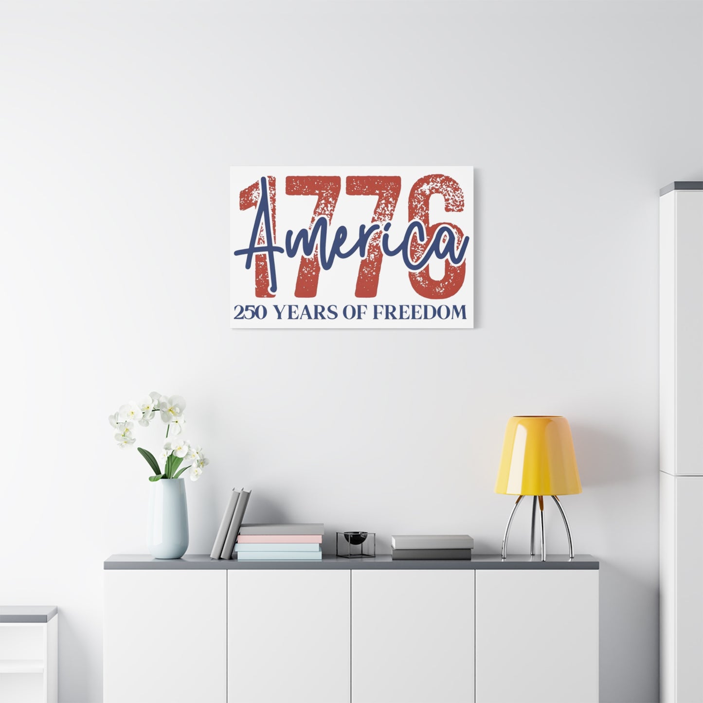 #250 1776 America: 250 Years of Freedom' Patriotic Independence Day Matte Canvas Wall Art