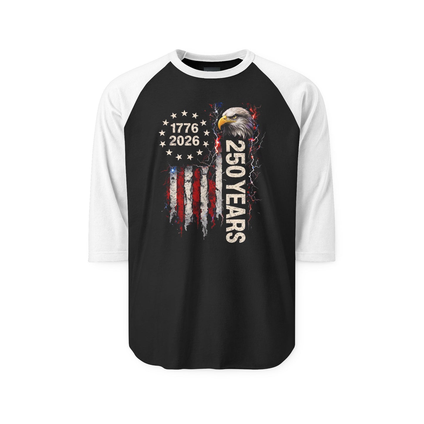 #250 1776-2026 250 Years USA Bicentennial Eagle Raglan Shirt Baseball Tee