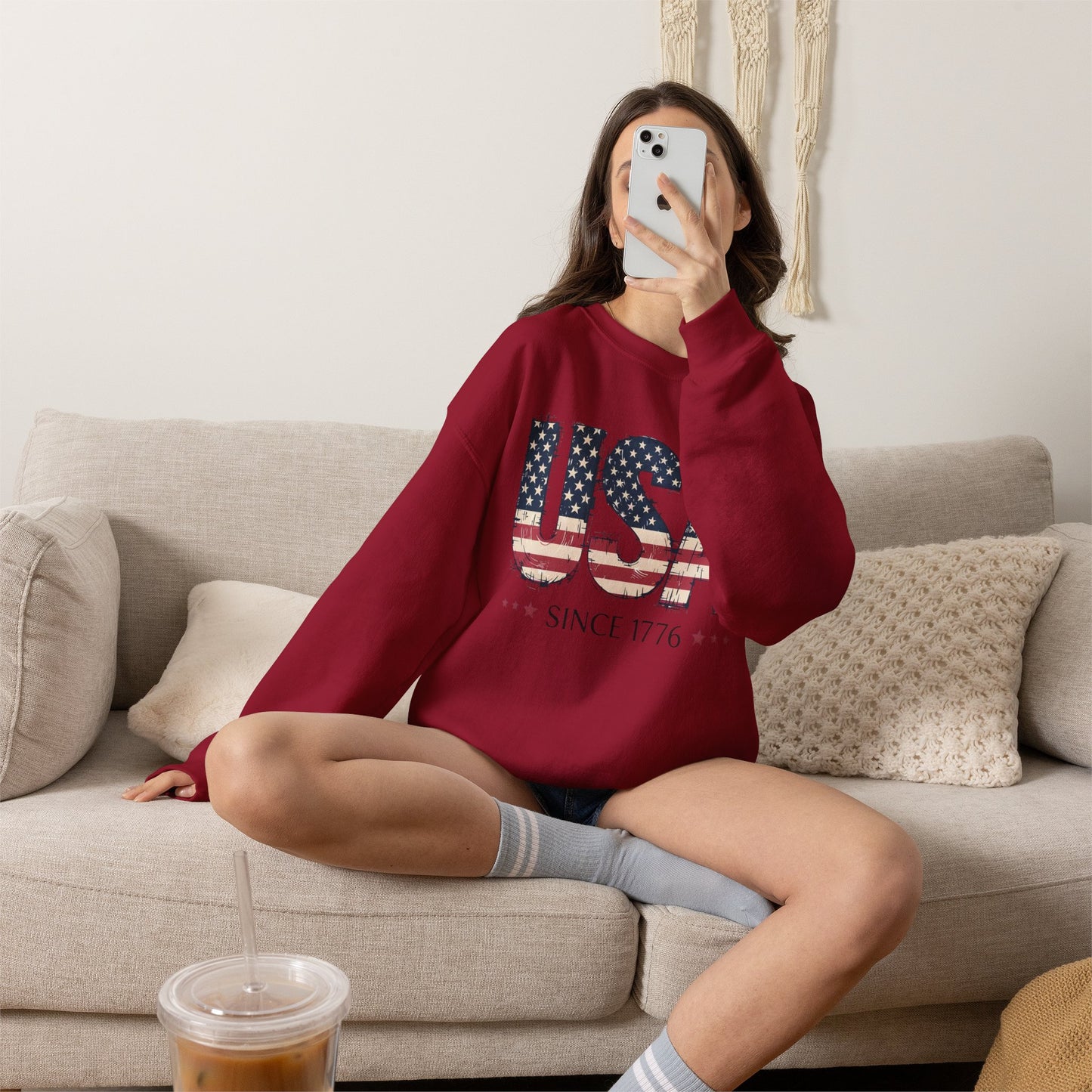 #250 USA Flag "USA Since 1776" Patriotic Crewneck Sweatshirt