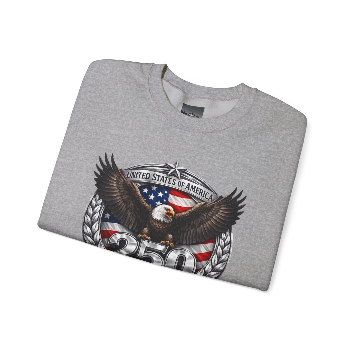 #250 Patriotic Bald Eagle 250 United States Emblem Crewneck Sweatshirt