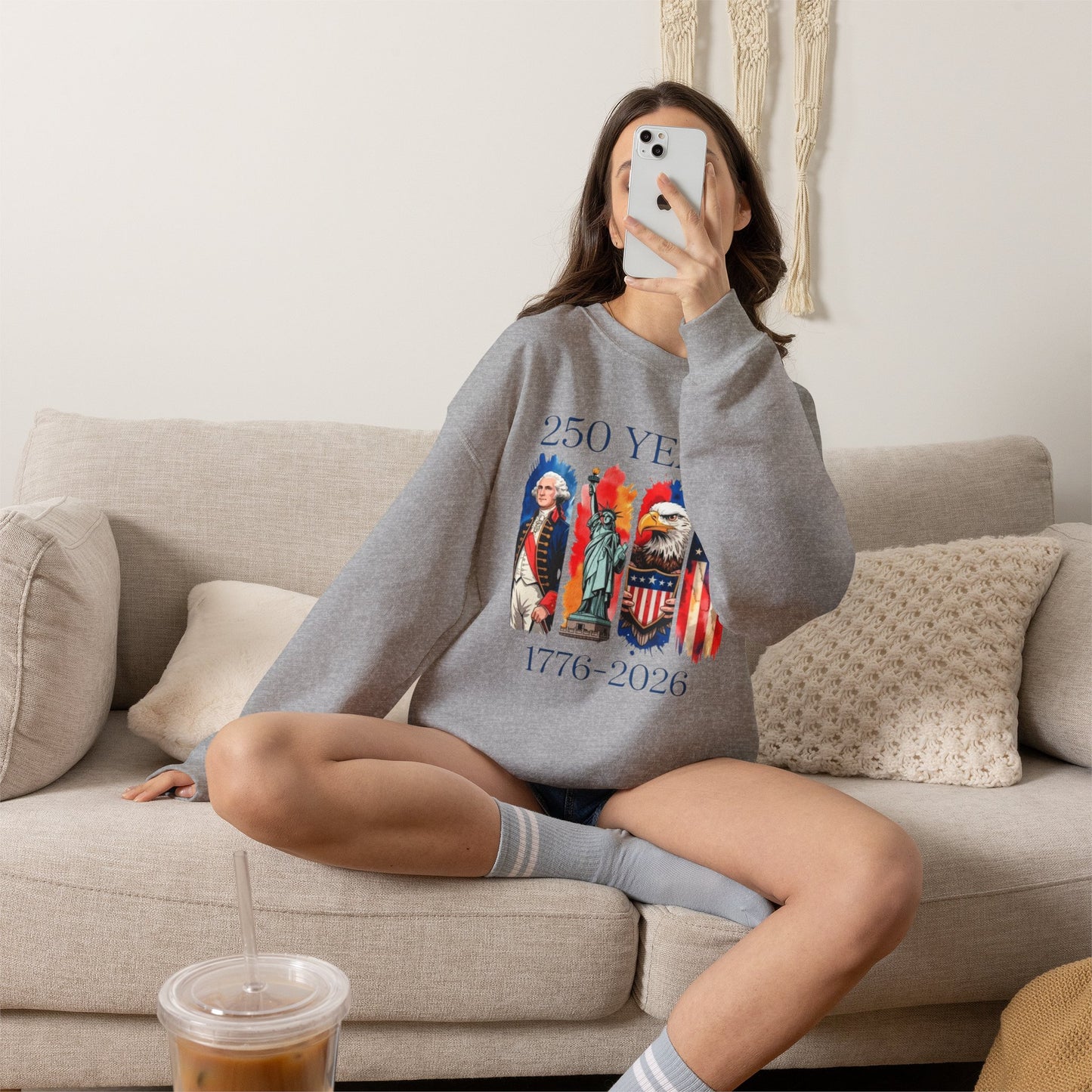 #250 250 Years American History Celebration 1776–2026 Patriotic Crewneck Sweatshirt