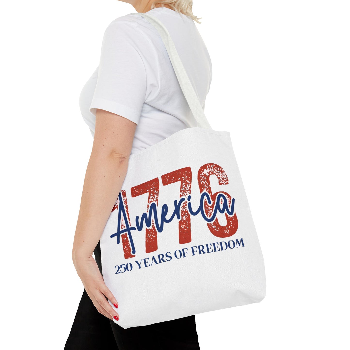 #250 1776 America: 250 Years of Freedom' Patriotic Independence Day Tote Bag