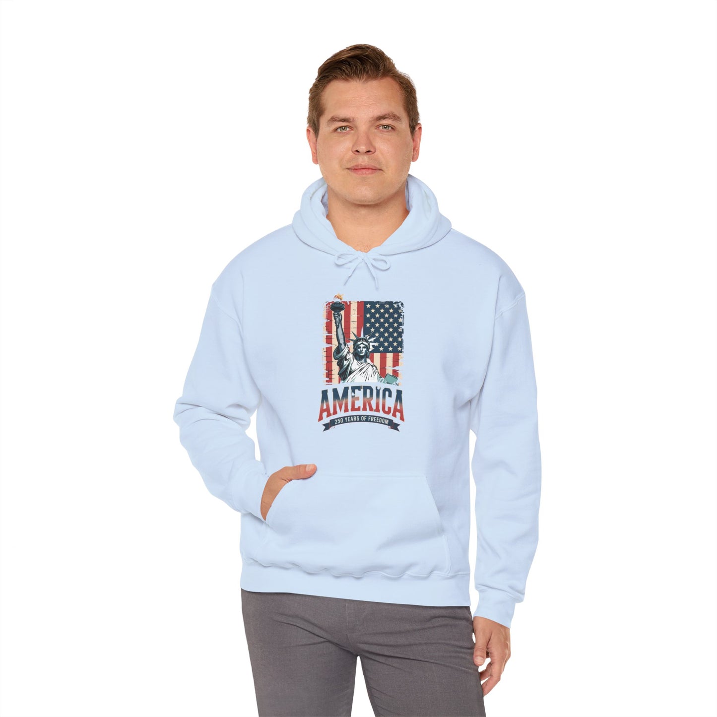 #250 Statue of Liberty American Flag 'America' Patriotic Independence Day Hoodie